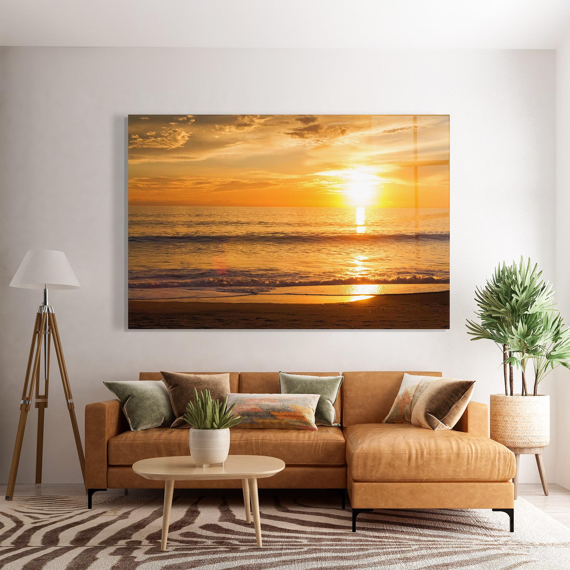 Glasbild Sunset Ocean Coast mockup 7
