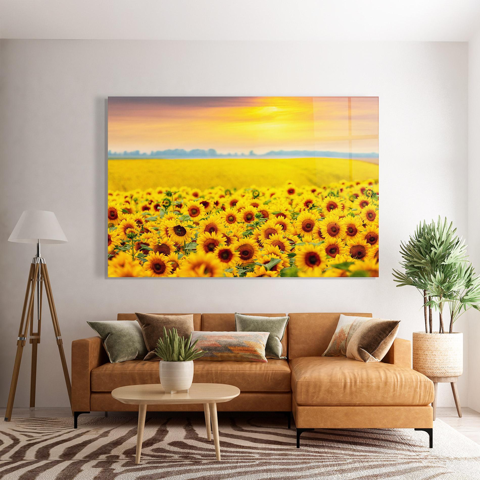 Glasbild Yellow Sunflowers mockup 7