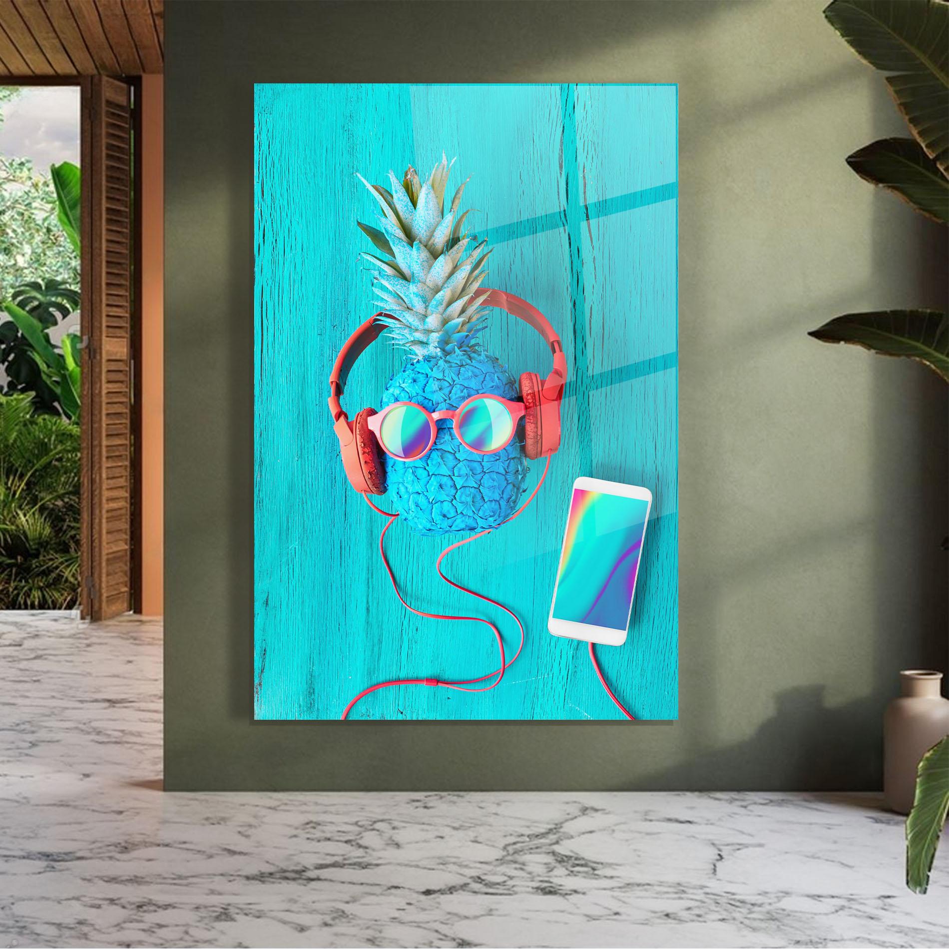 Glasbild Blue Pineapple mockup 7