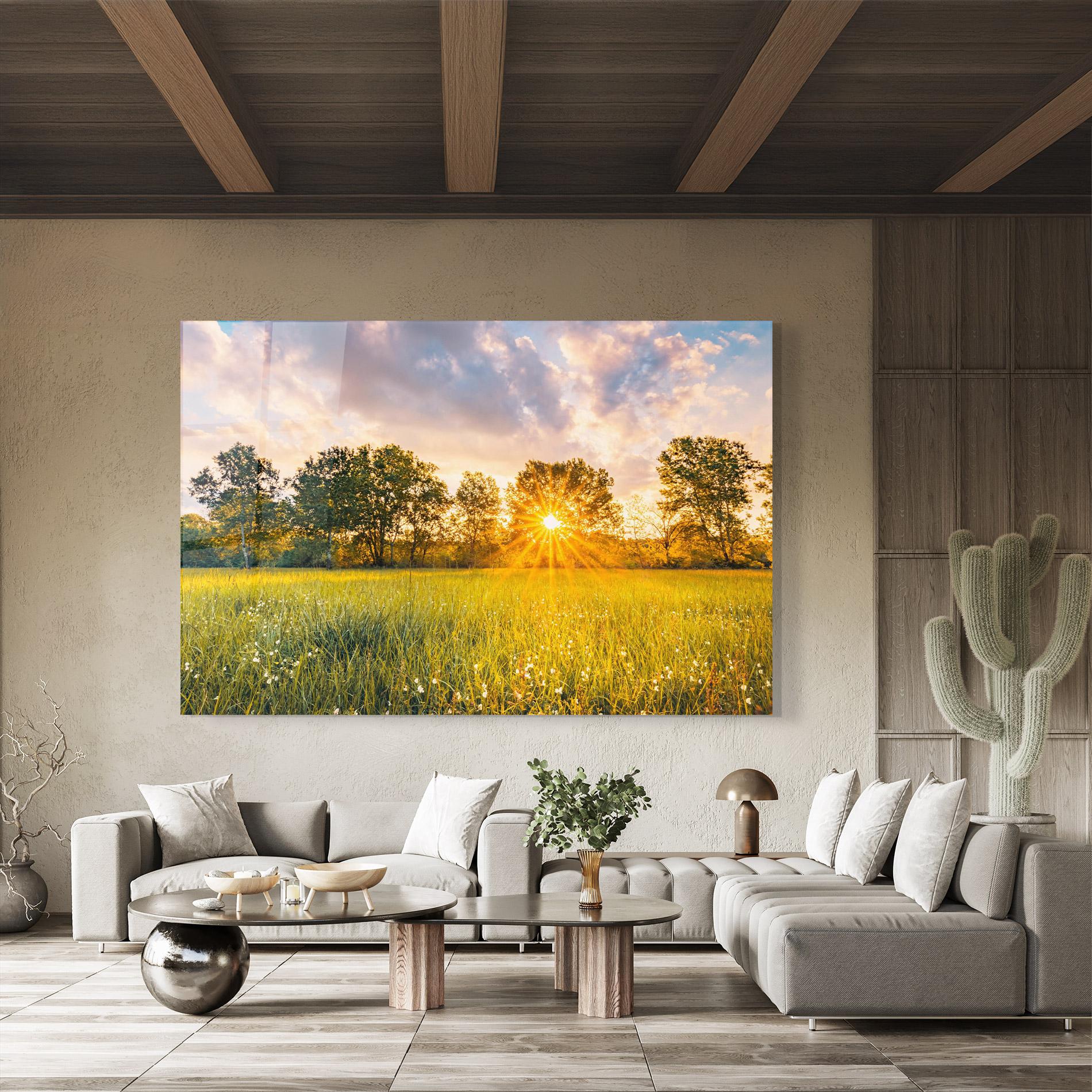 Glasbild Blossoming Meadow mockup 8