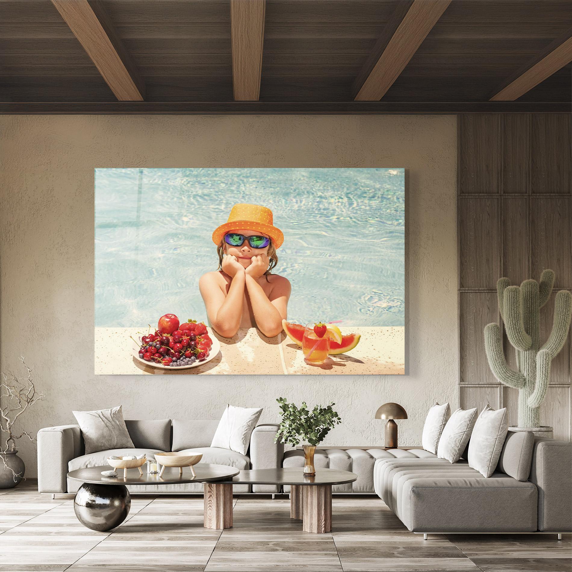 Glasbild Child Swimming mockup 8