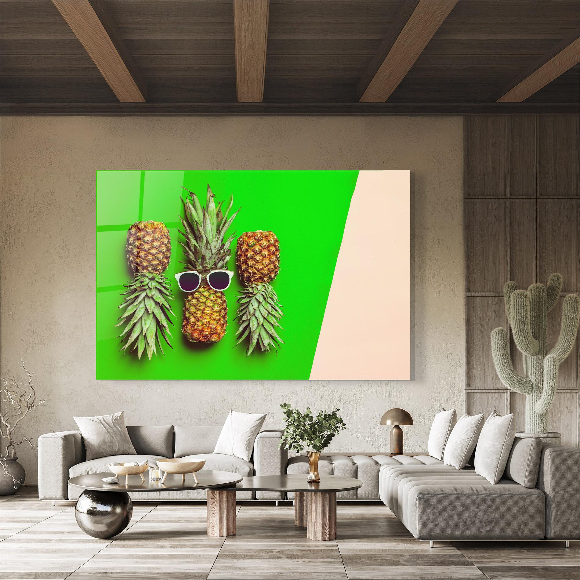 Glasbild Green Pineapple mockup 8