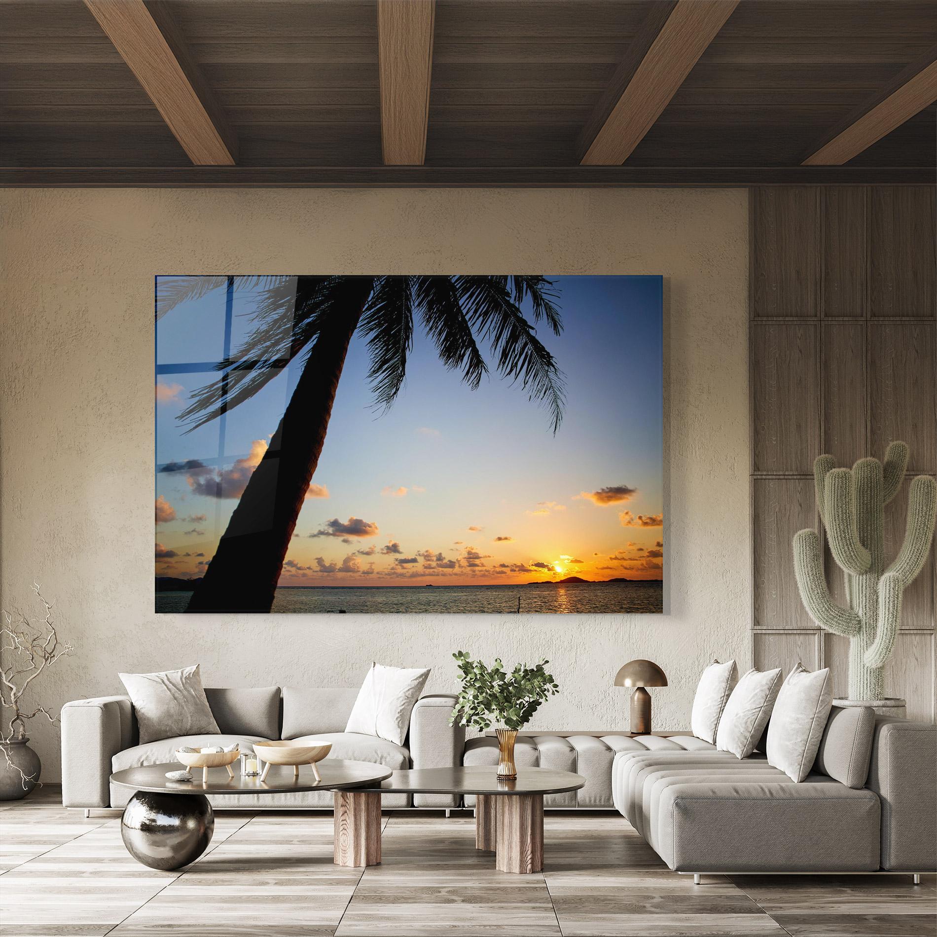 Glasbild Palm Tree Silhouette mockup 8