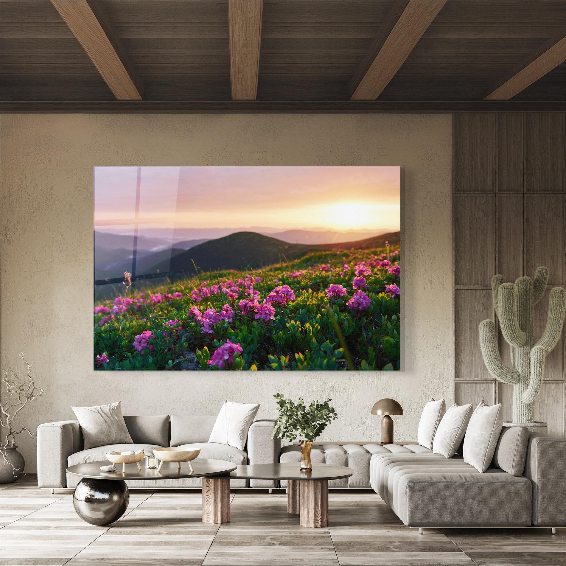 Glasbild Purple Summer Flowers mockup 8