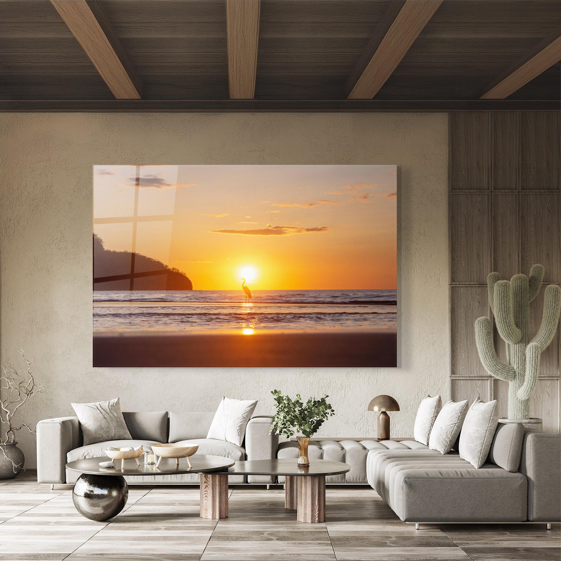 Glasbild Sunset Bird Silhouette mockup 8