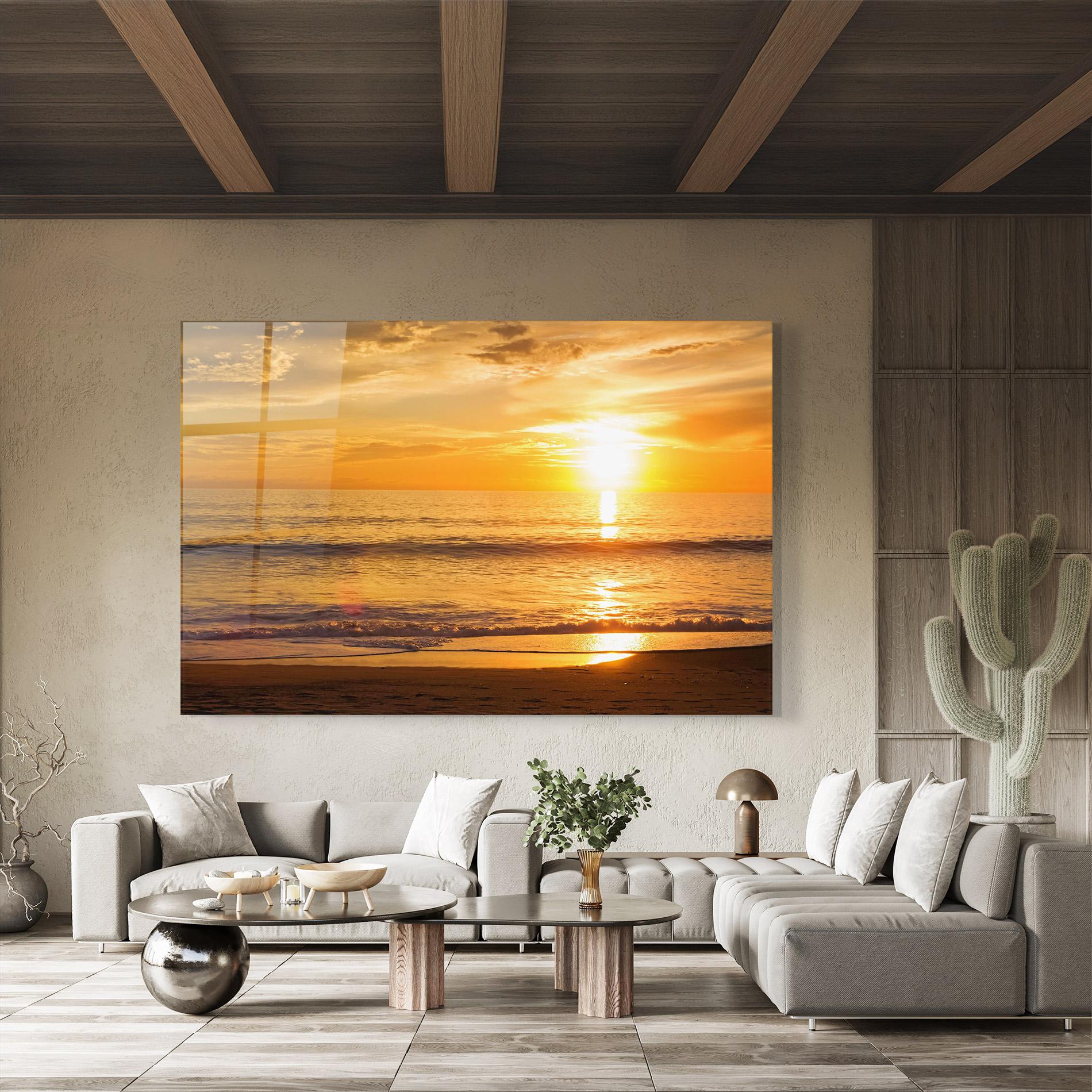 Glasbild Sunset Ocean Coast mockup 8