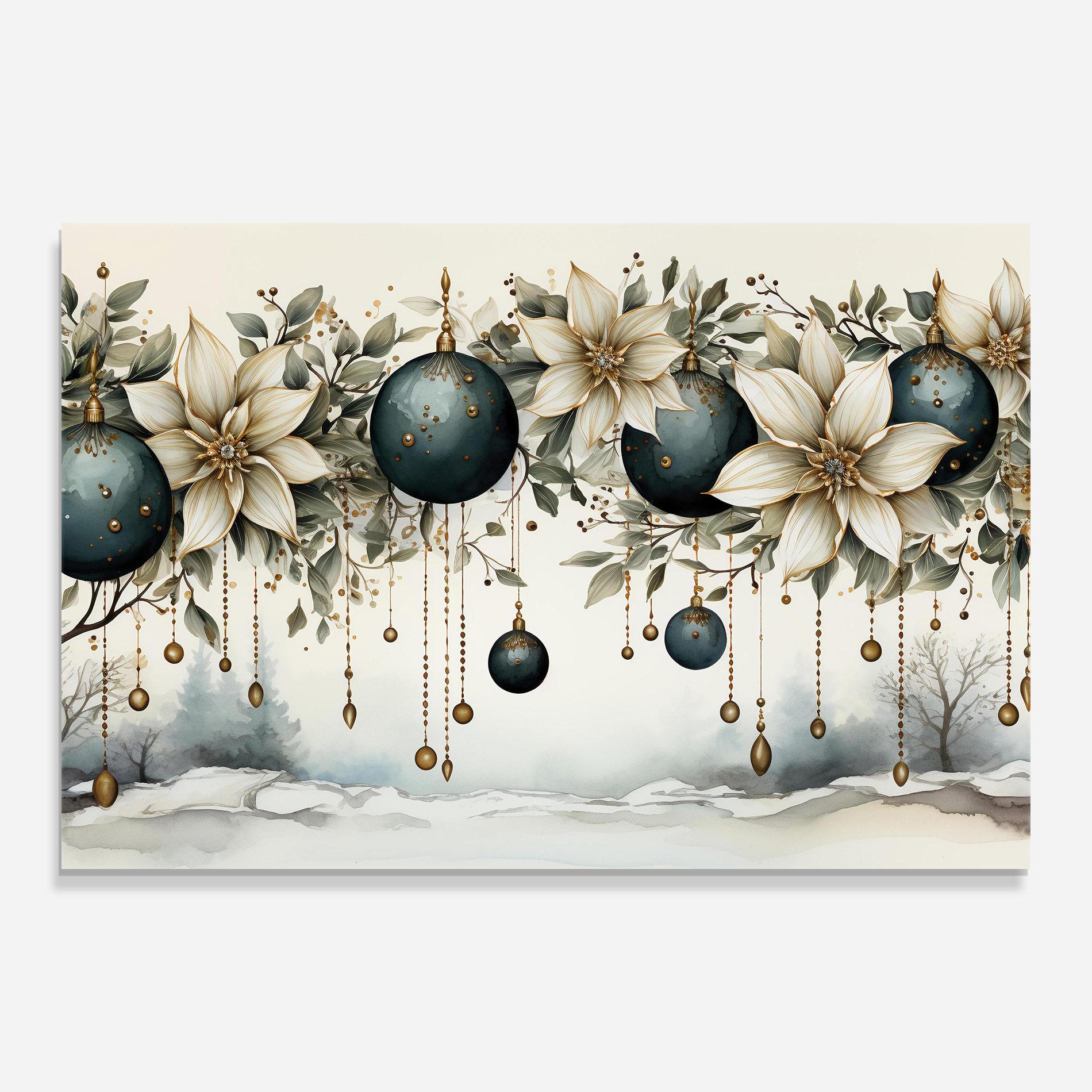 Glasbild Christmas Flowers Art mockup 0