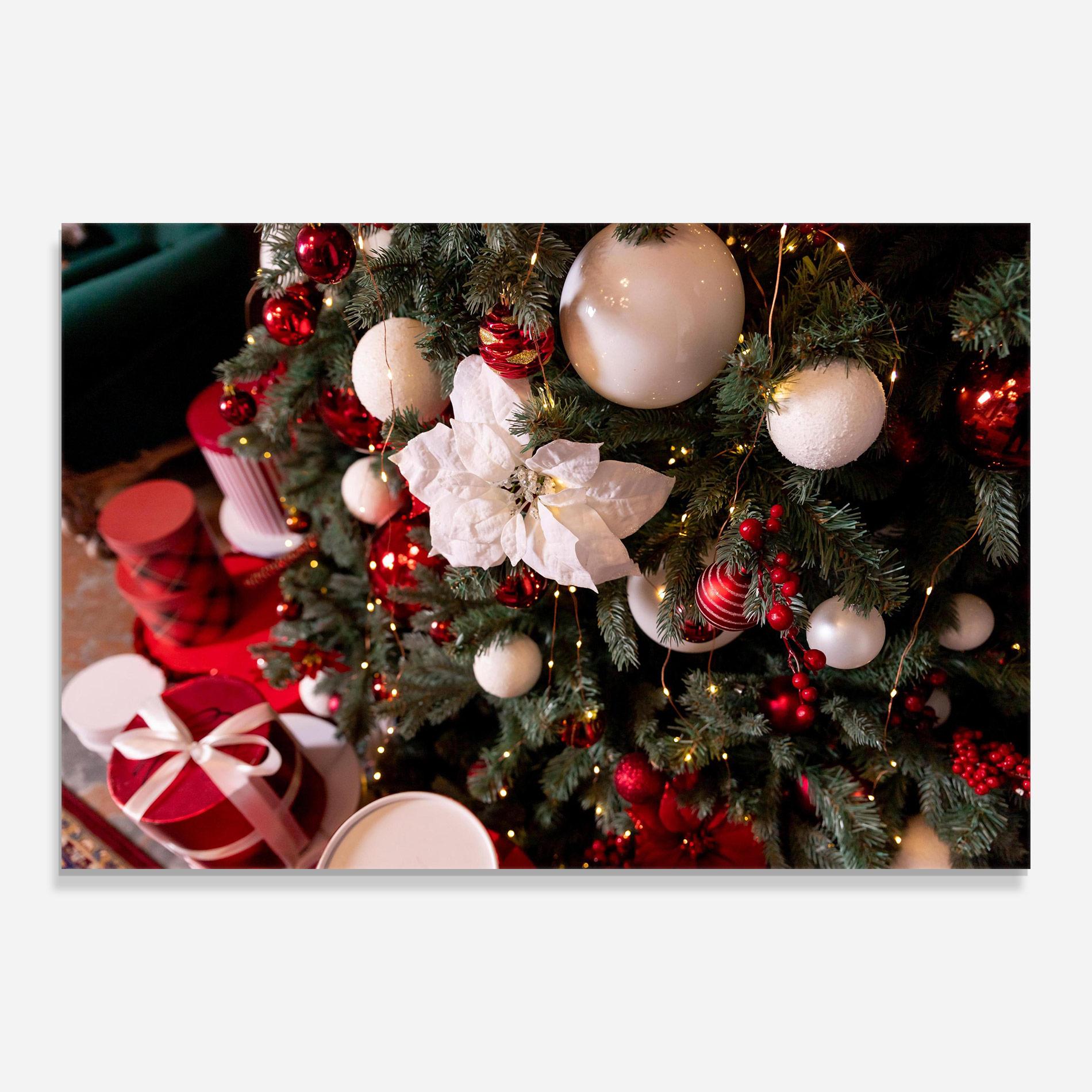 Glasbild Colourful Christmas Baubles mockup 0