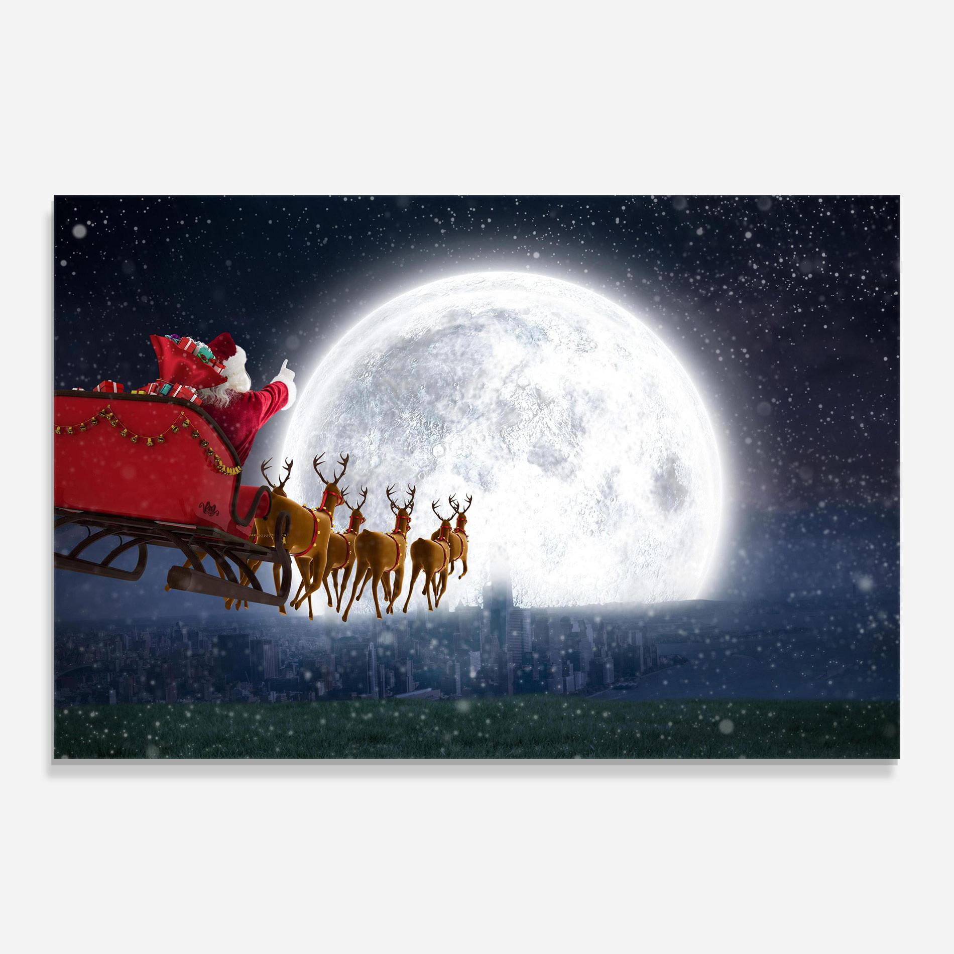 Glasbild Santa Riding Sleigh mockup 0