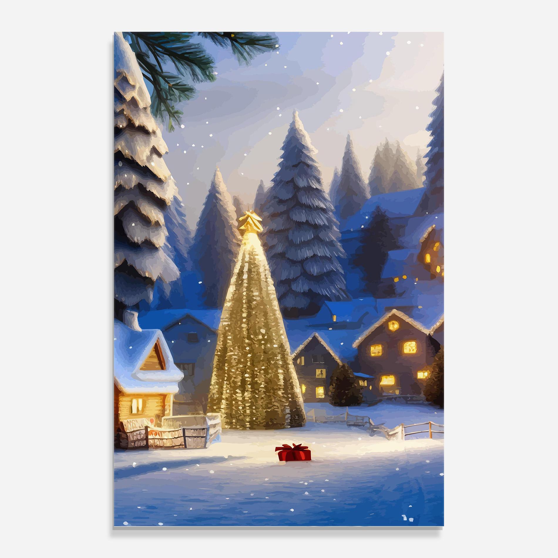 Glasbild Fairy Tale Christmas House mockup 0