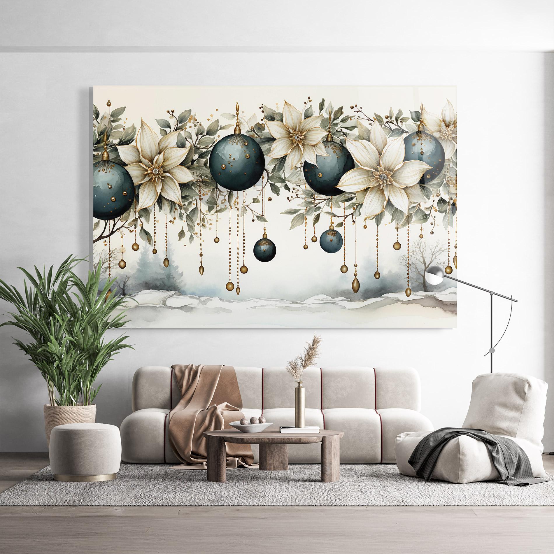 Glasbild Christmas Flowers Art mockup 9