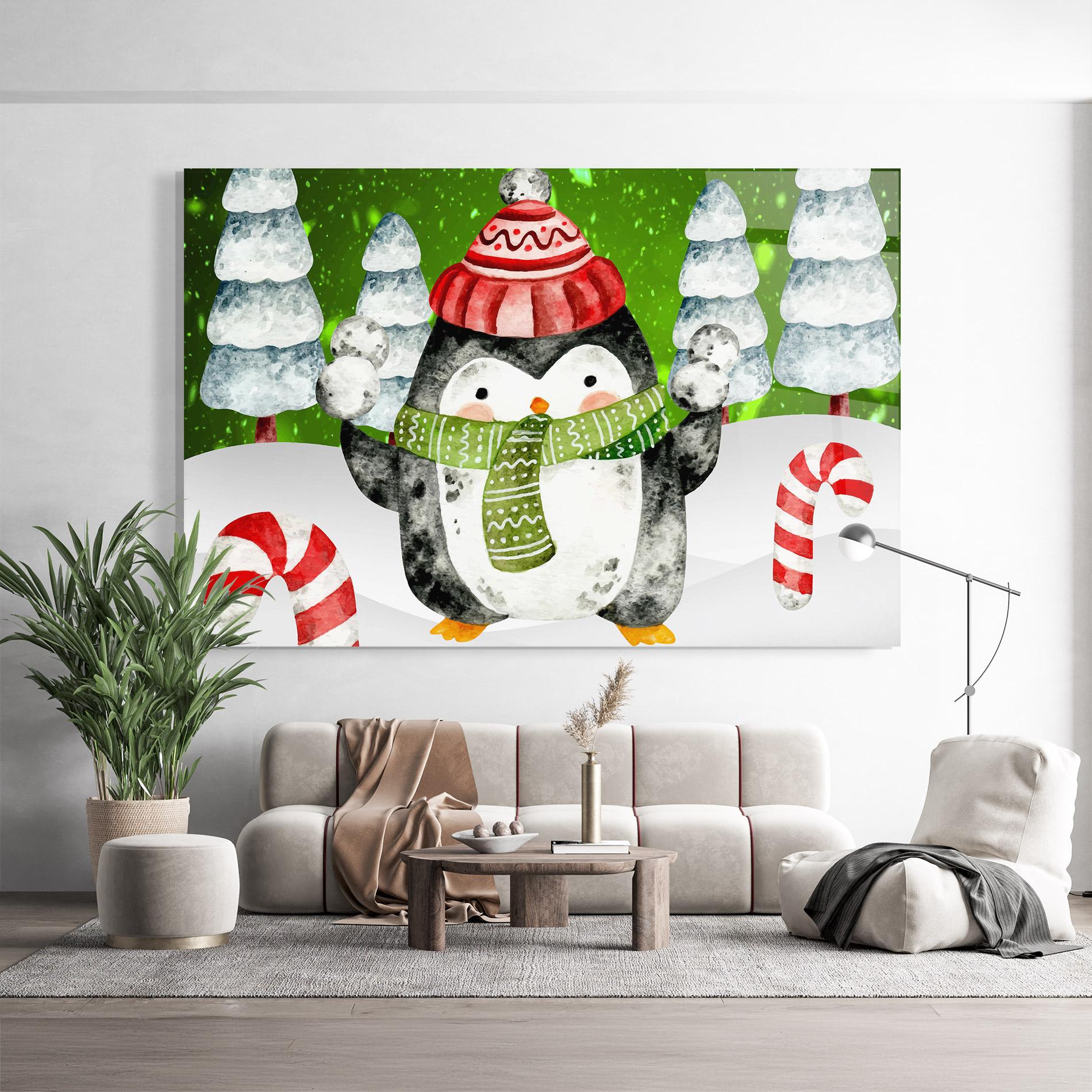 Glasbild Green Pinguin mockup 9