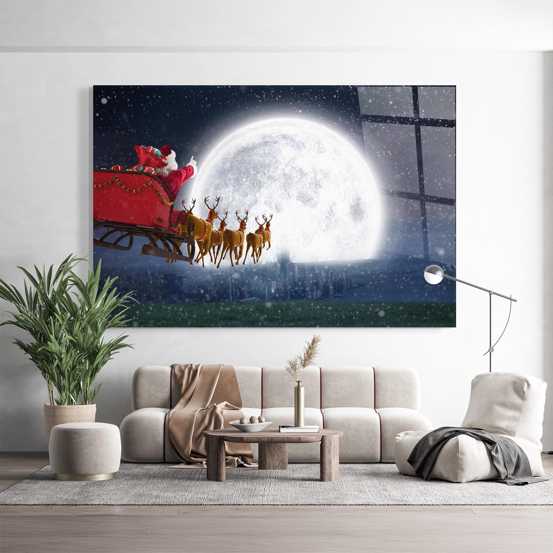 Glasbild Santa Riding Sleigh mockup 9