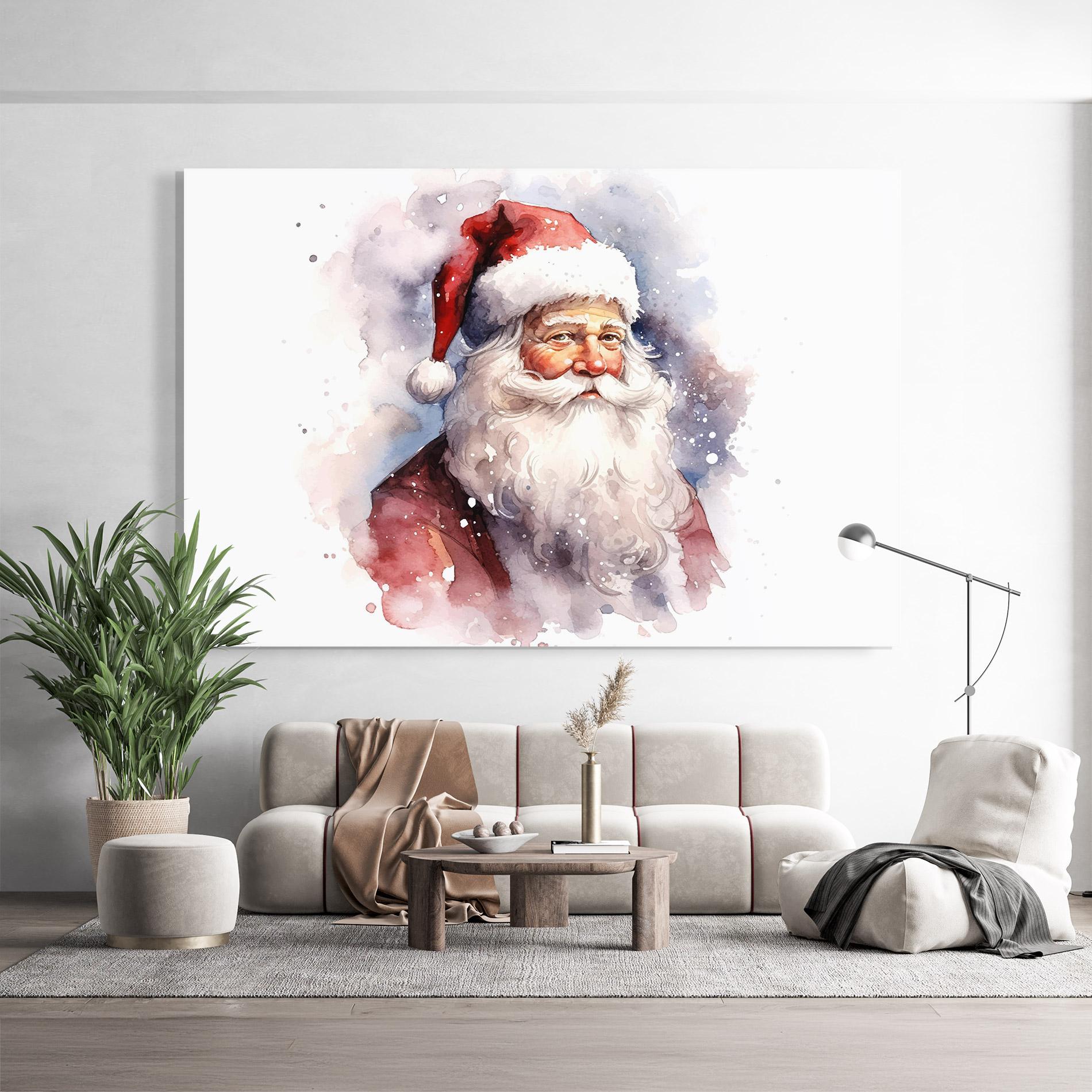 Glasbild Watercolor Santa mockup 9