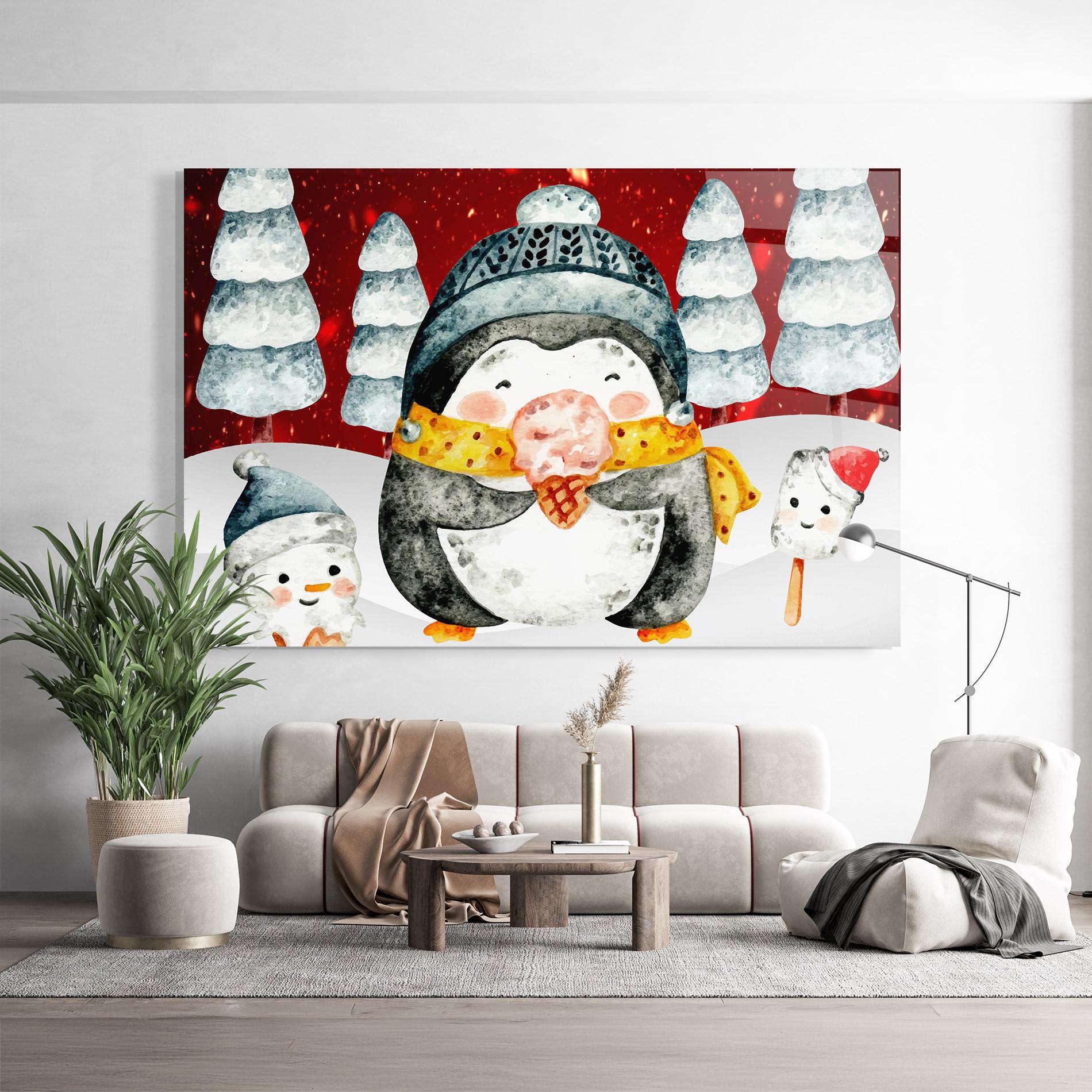 Glasbild Yellow Pinguin mockup 9