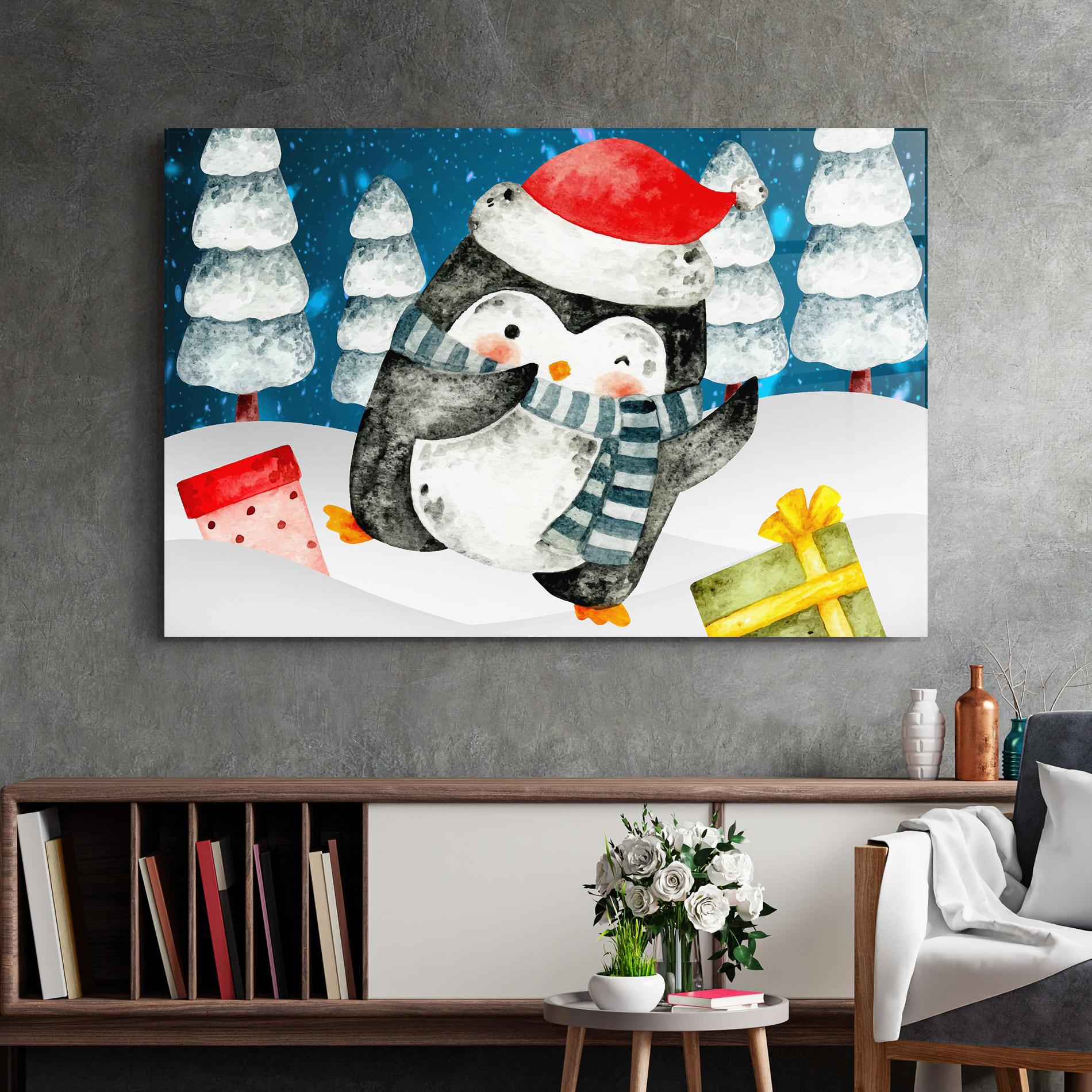 Glasbild Blue Pinguin mockup 2