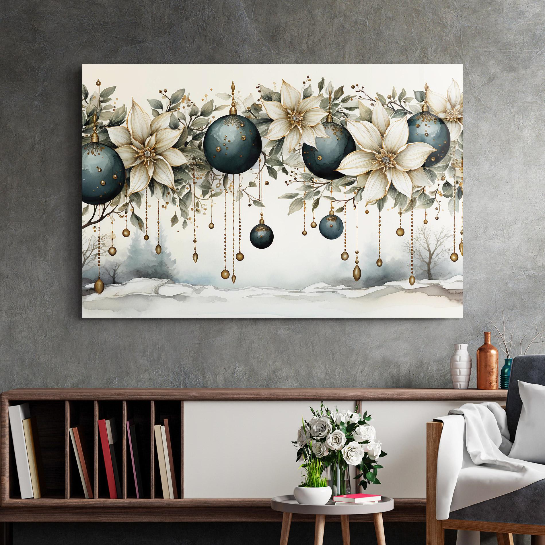 Glasbild Christmas Flowers Art mockup 2