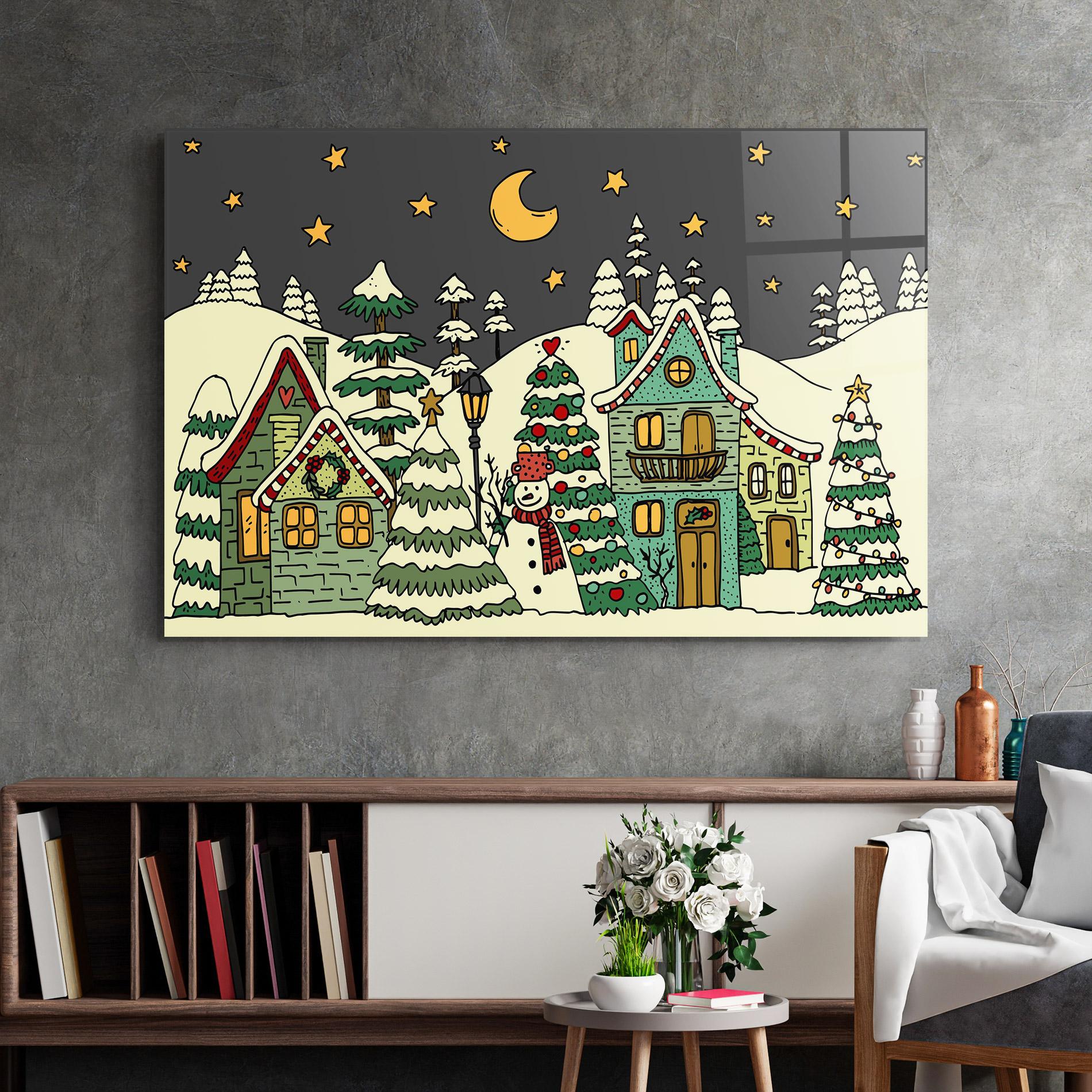 Glasbild House With Snow mockup 2