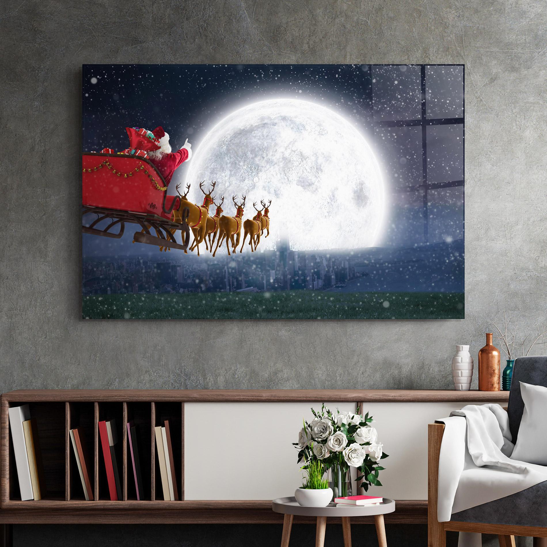 Glasbild Santa Riding Sleigh mockup 2