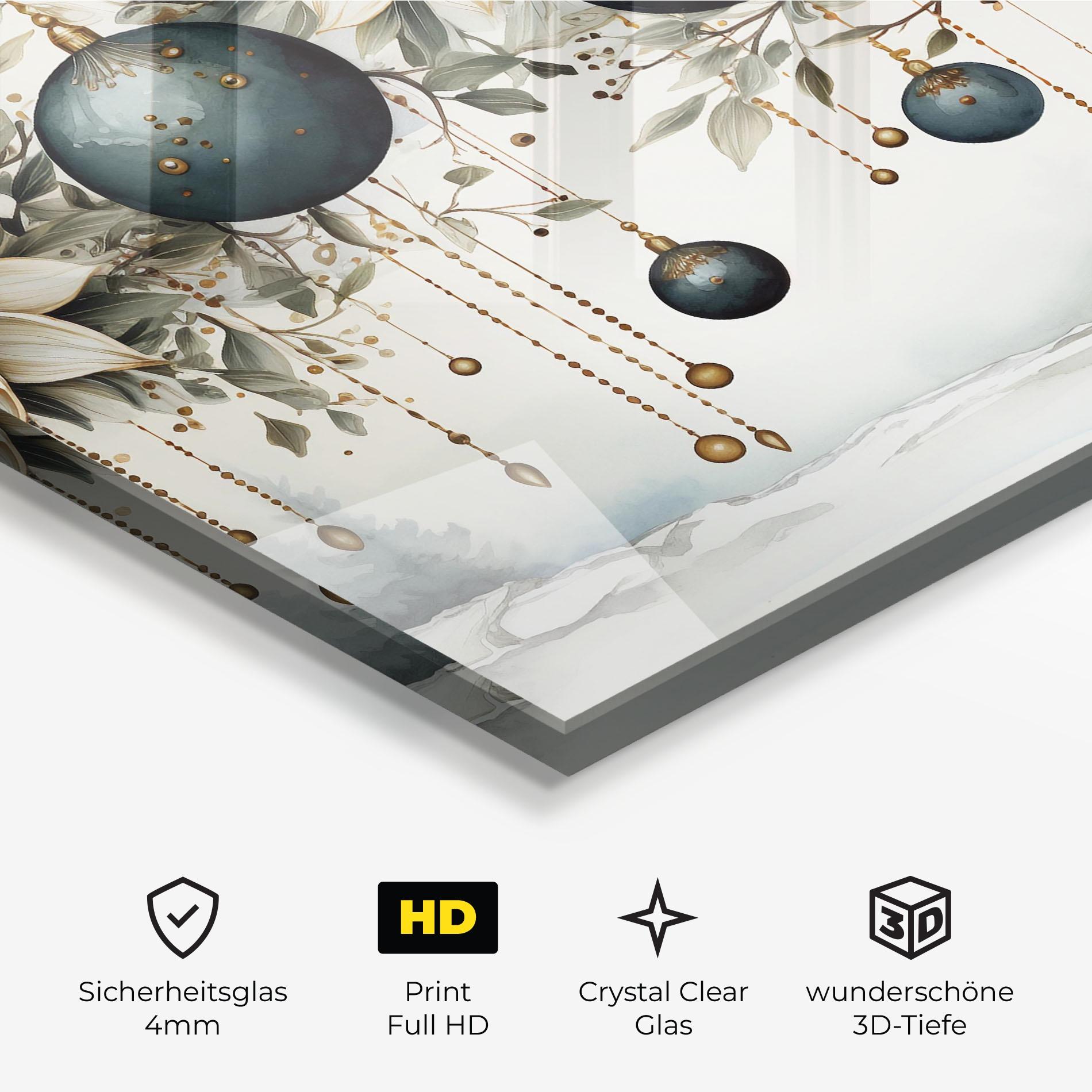 Glasbild Christmas Flowers Art mockup 3