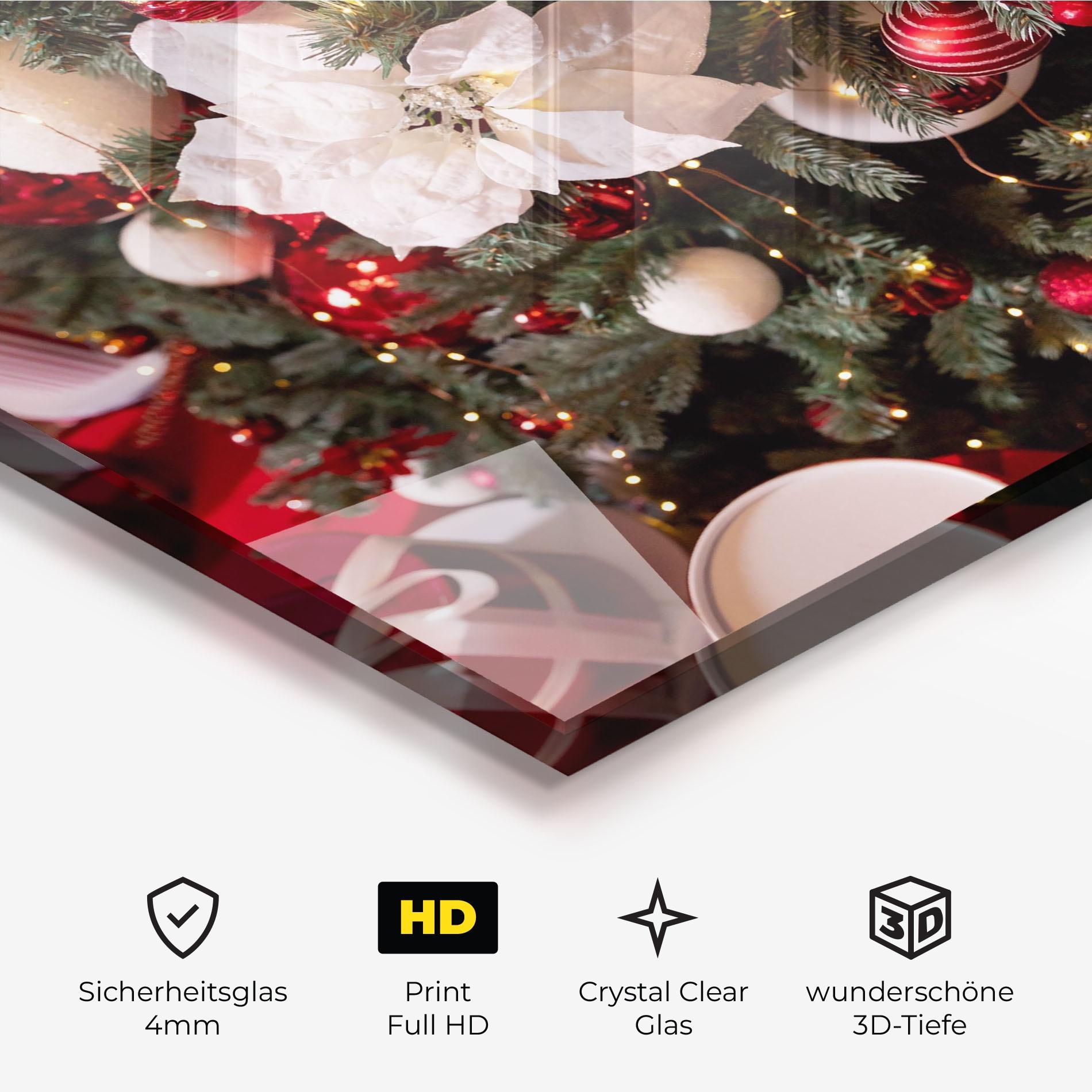 Glasbild Colourful Christmas Baubles mockup 3