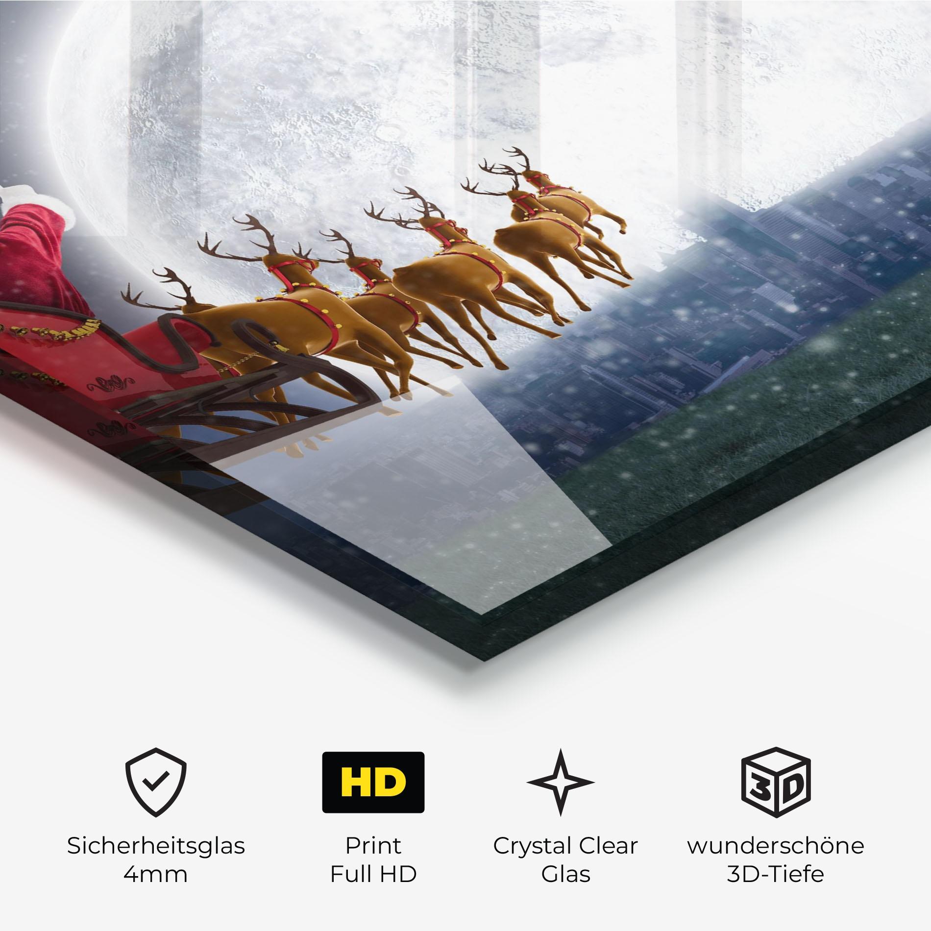 Glasbild Santa Riding Sleigh mockup 3