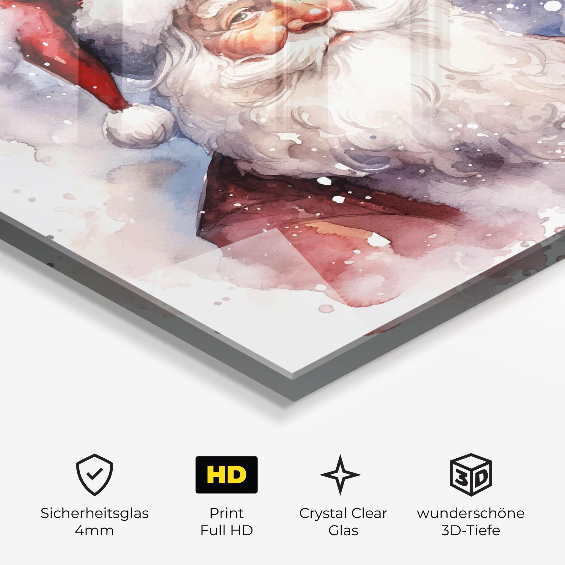 Glasbild Watercolor Santa mockup 3