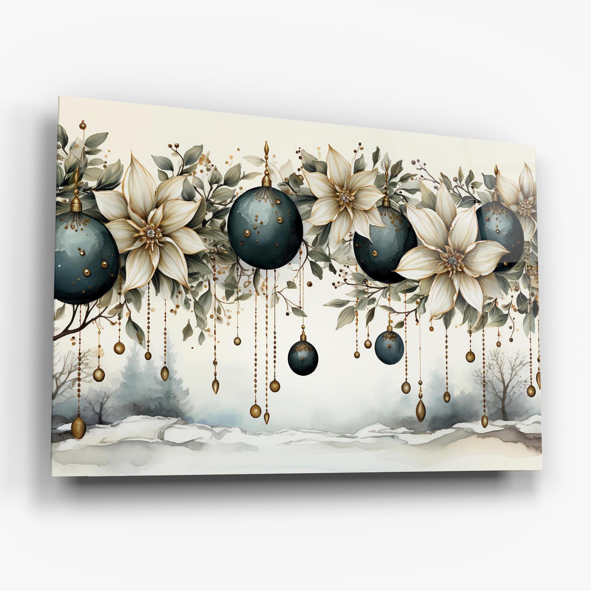 Glasbild Christmas Flowers Art mockup 6