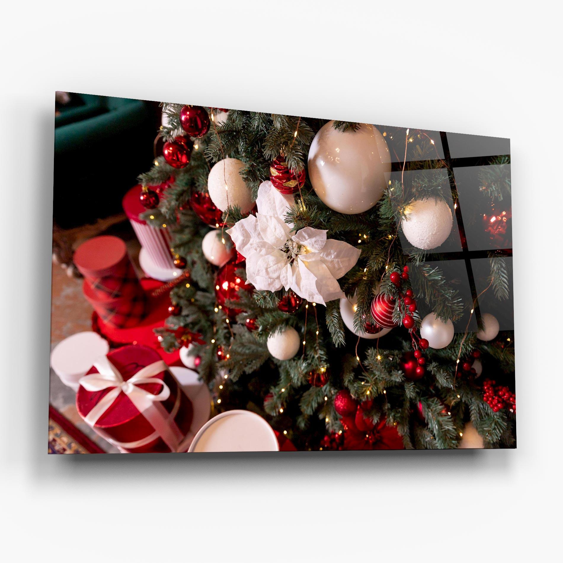 Glasbild Colourful Christmas Baubles mockup 6