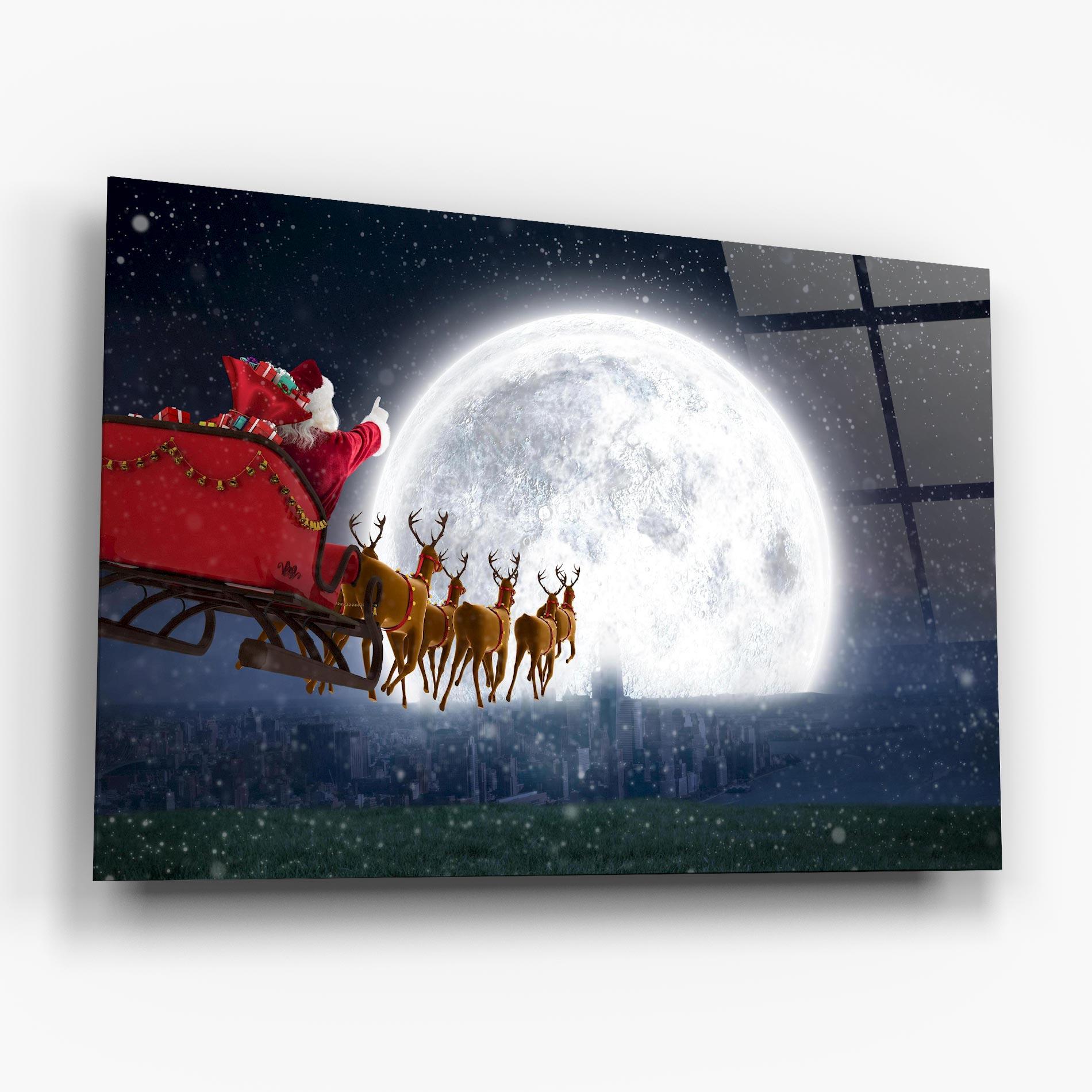 Glasbild Santa Riding Sleigh mockup 6