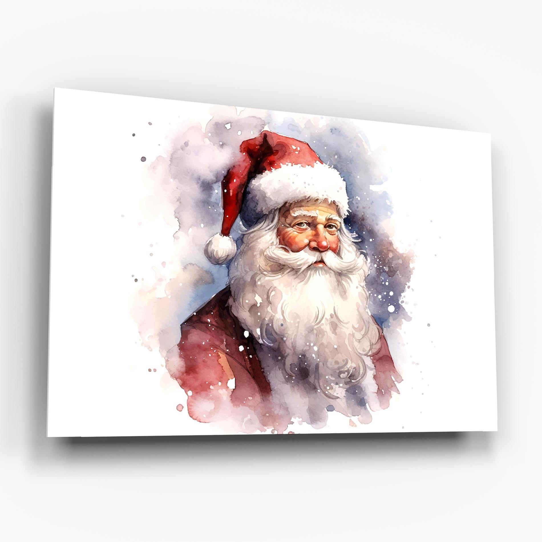 Glasbild Watercolor Santa mockup 6