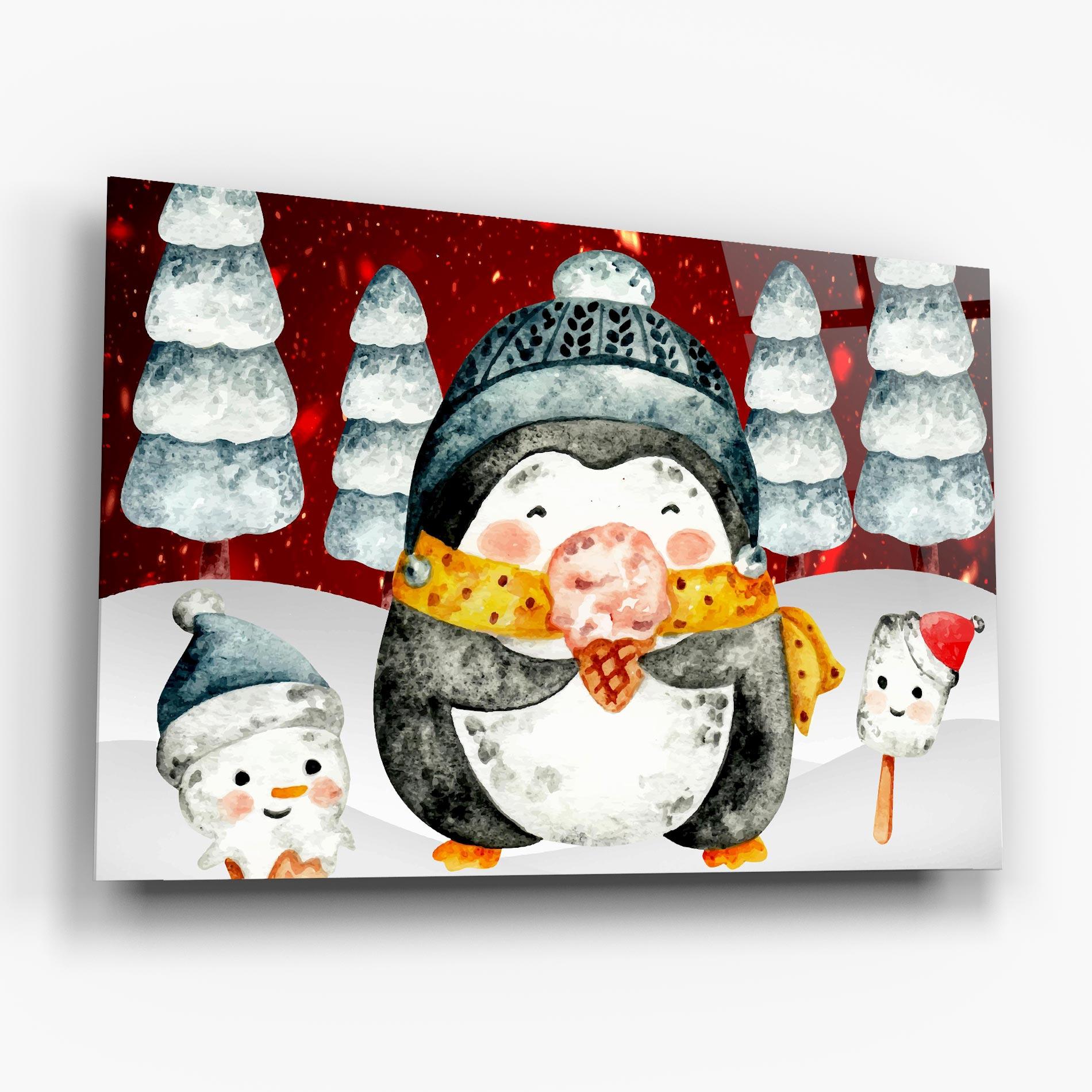 Glasbild Yellow Pinguin mockup 6