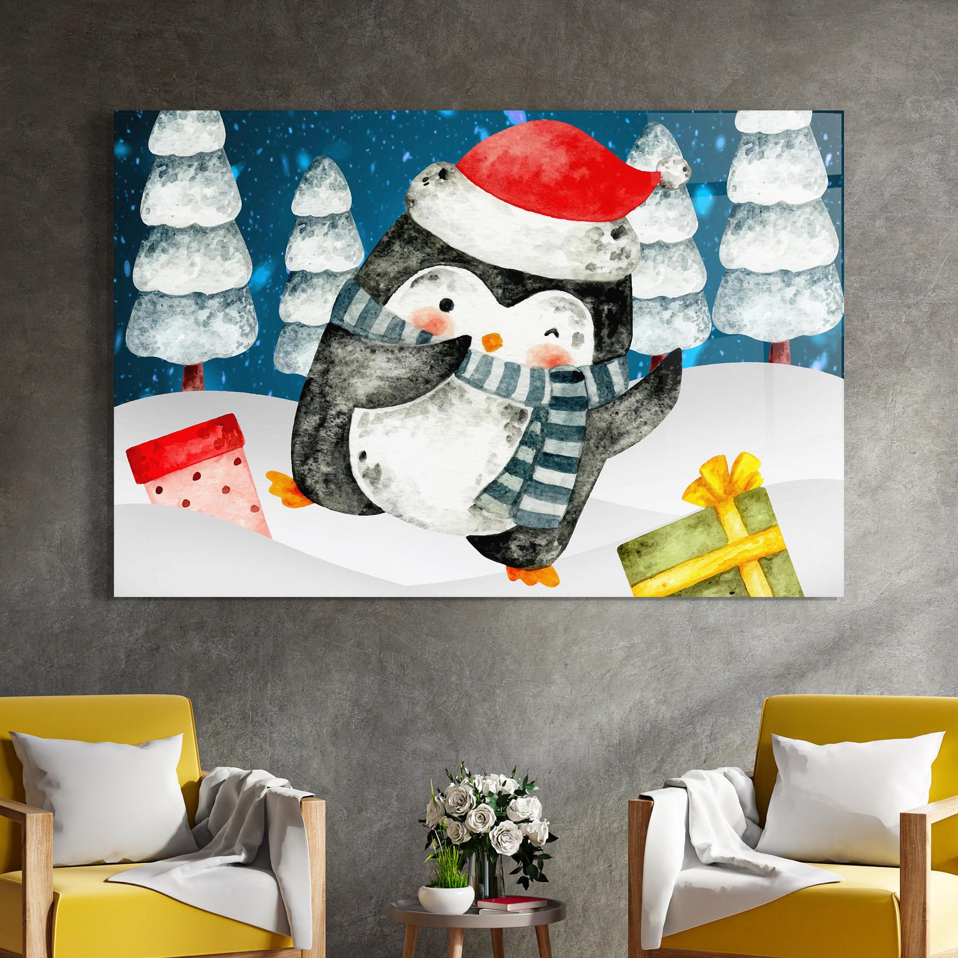 Glasbild Blue Pinguin mockup 4