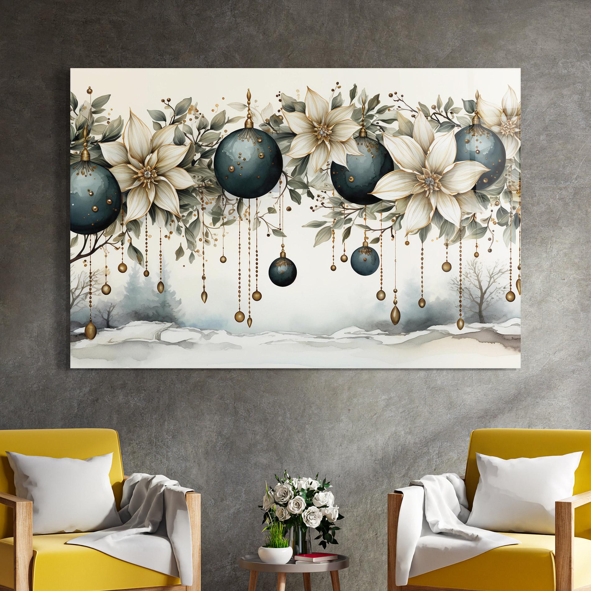 Glasbild Christmas Flowers Art mockup 4