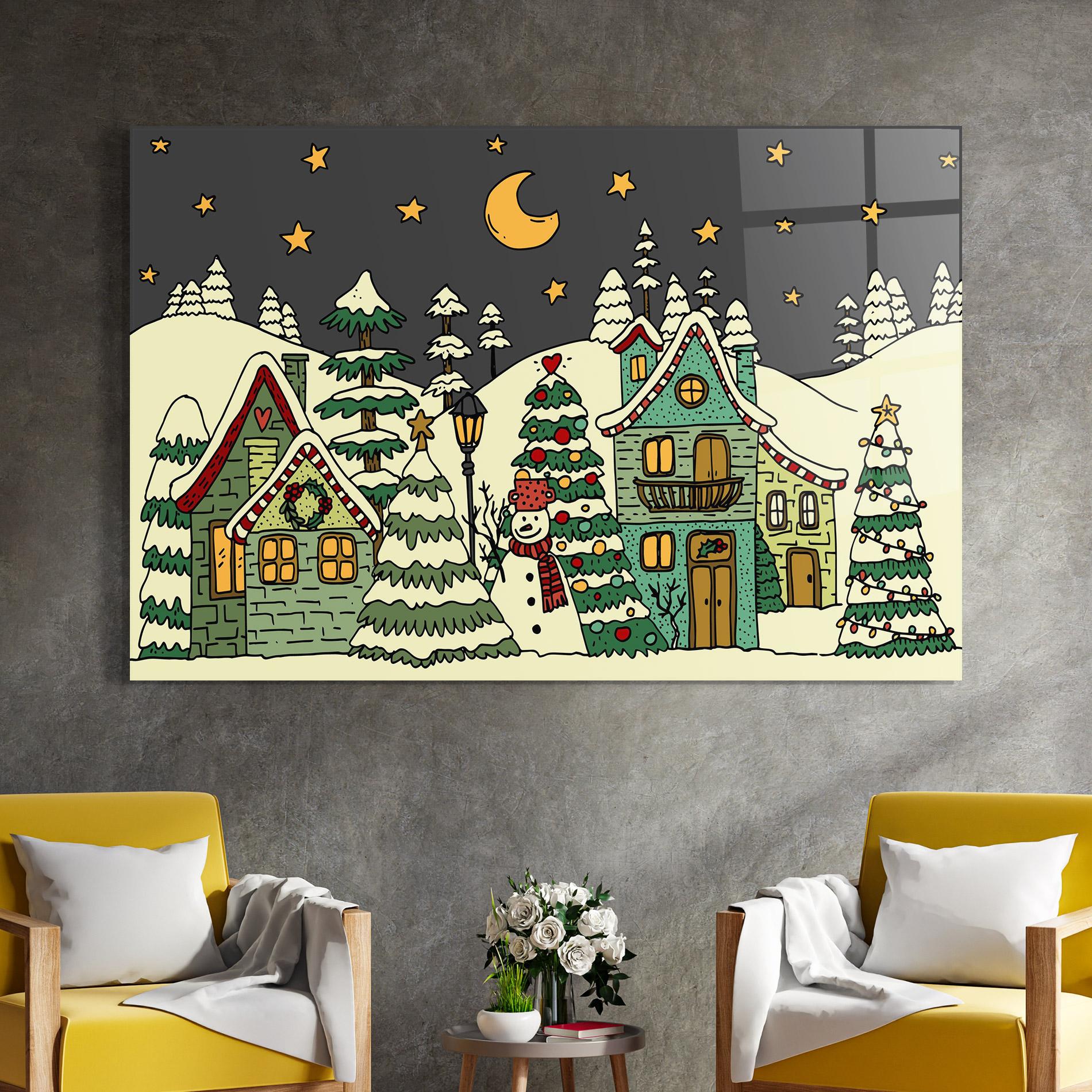 Glasbild House With Snow mockup 4