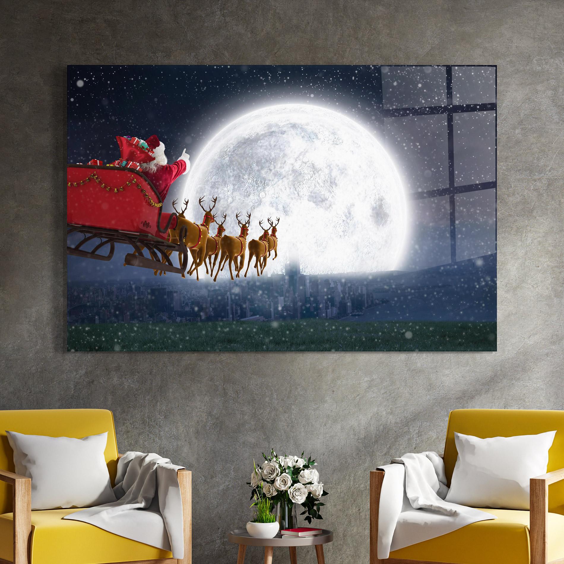 Glasbild Santa Riding Sleigh mockup 4