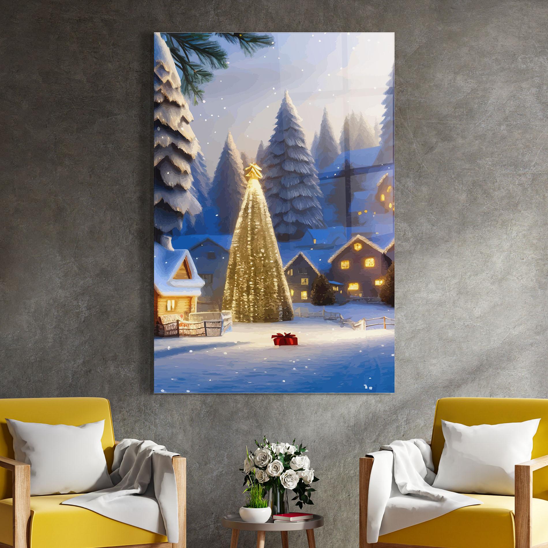 Glasbild Fairy Tale Christmas House mockup 4