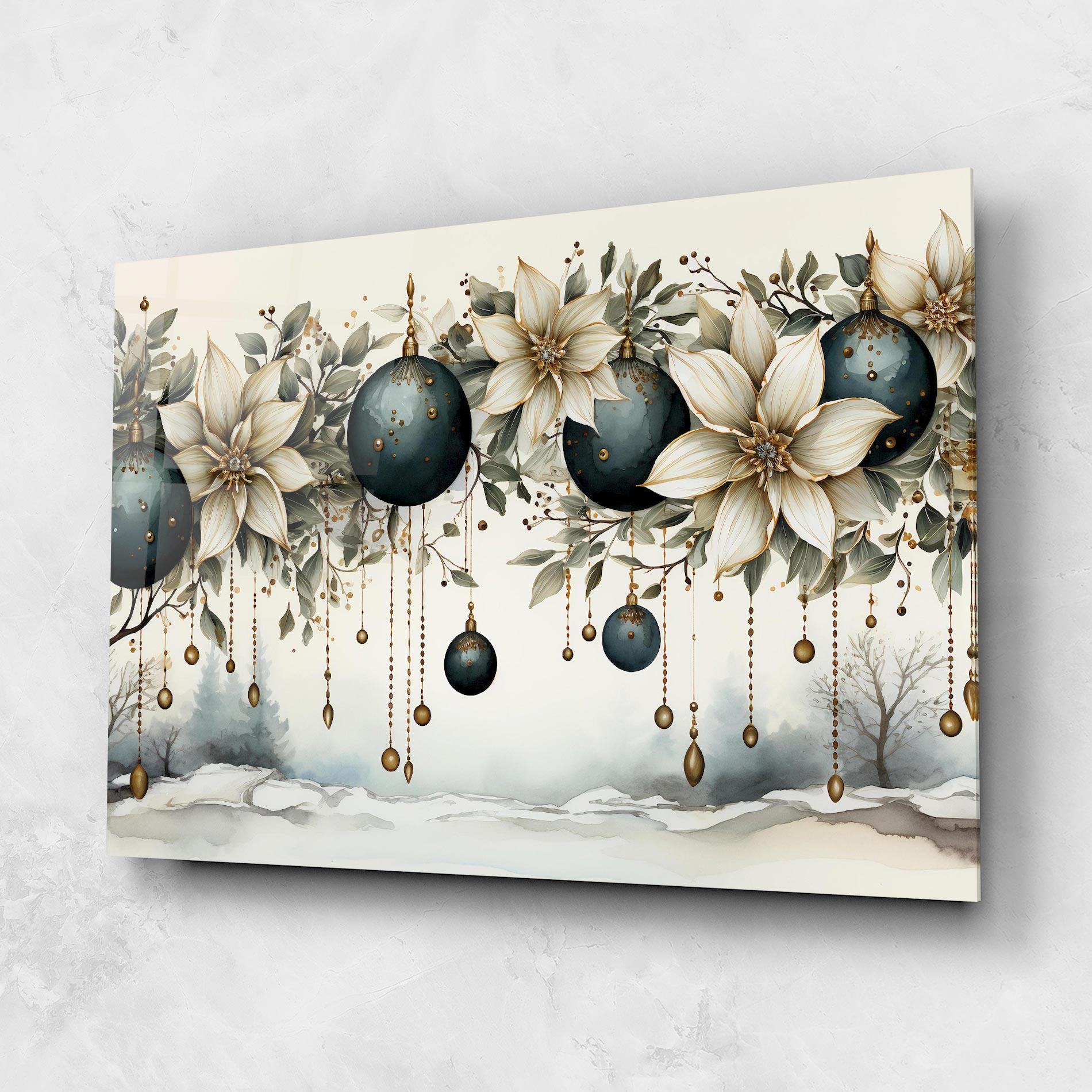 Glasbild Christmas Flowers Art mockup 1