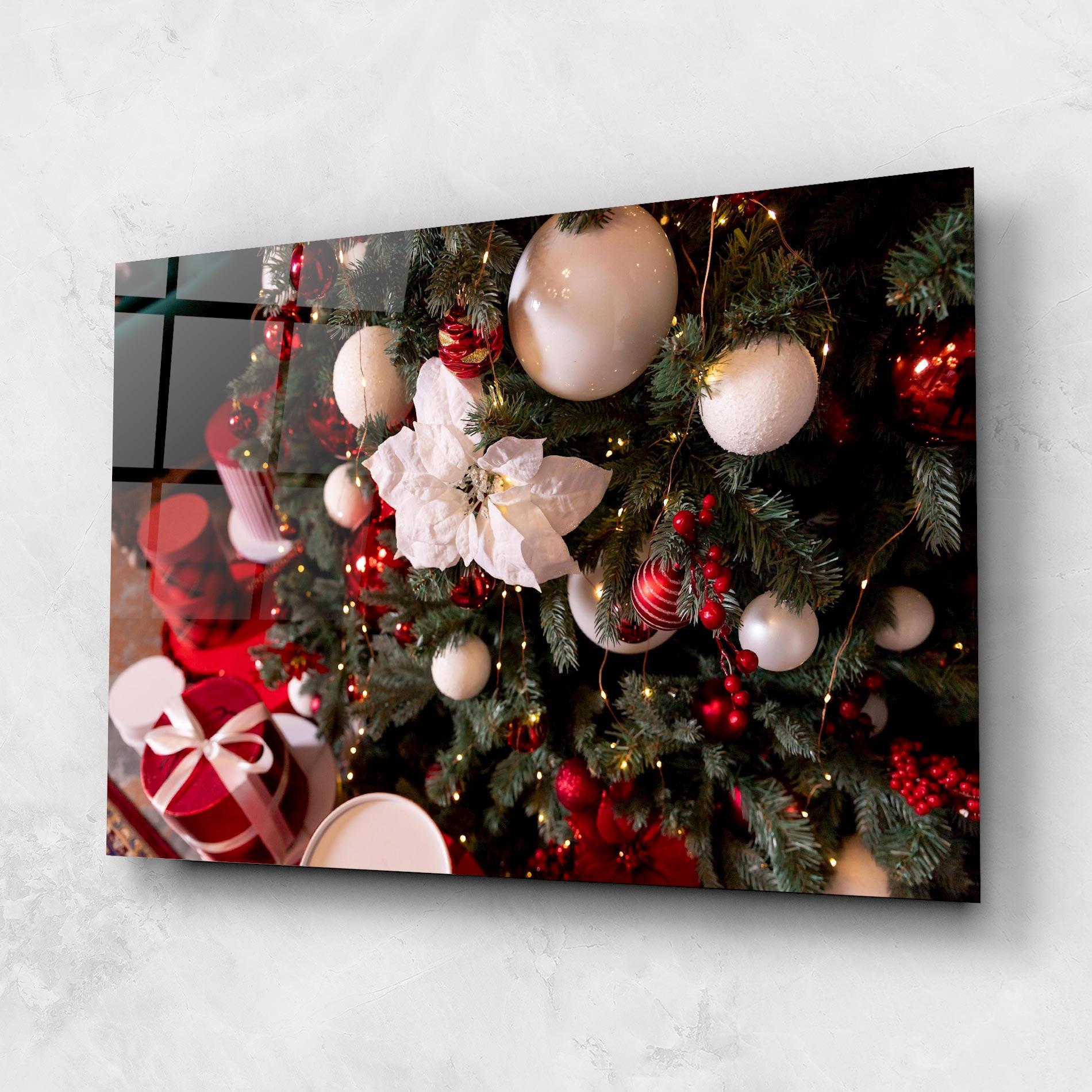 Glasbild Colourful Christmas Baubles mockup 1