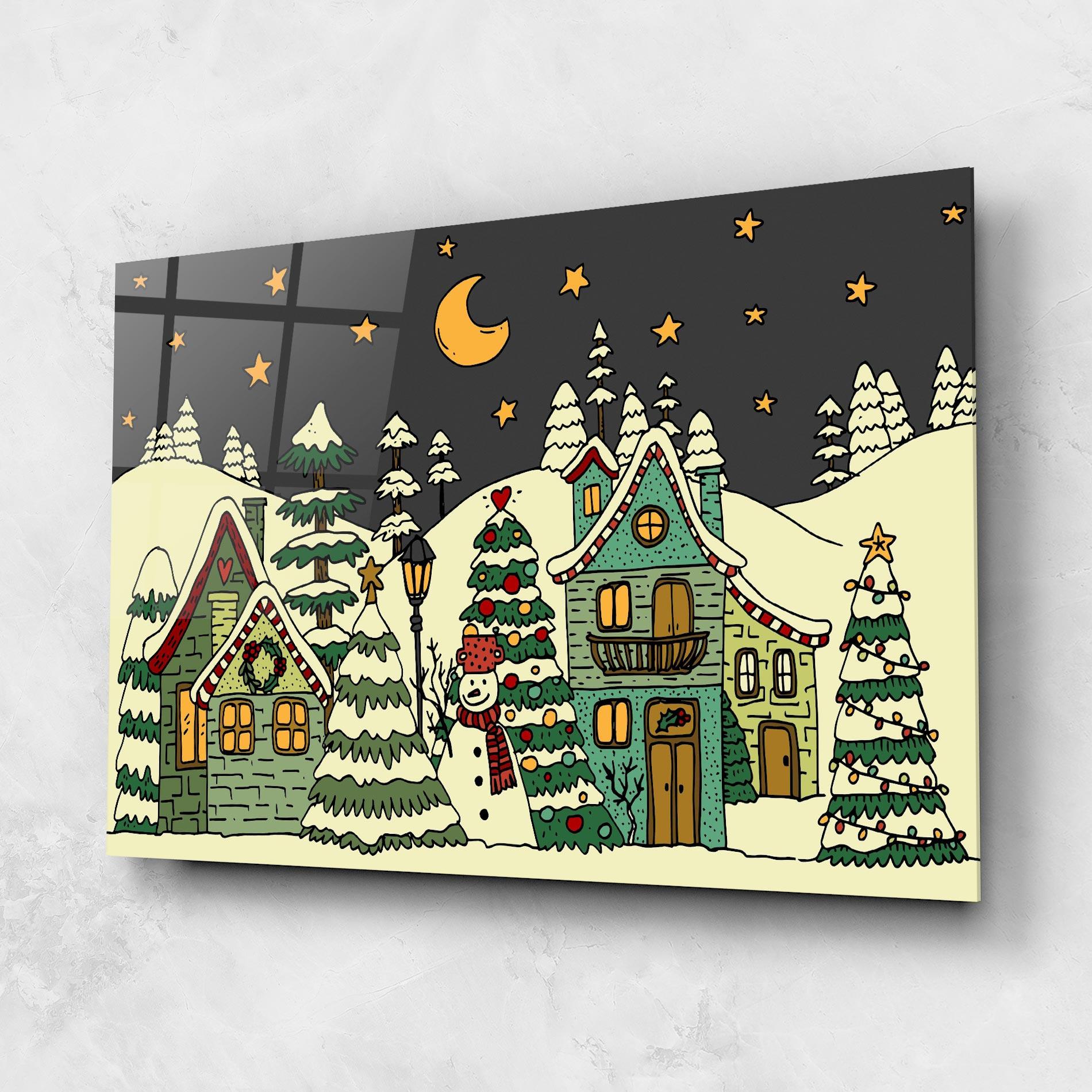 Glasbild House With Snow mockup 1