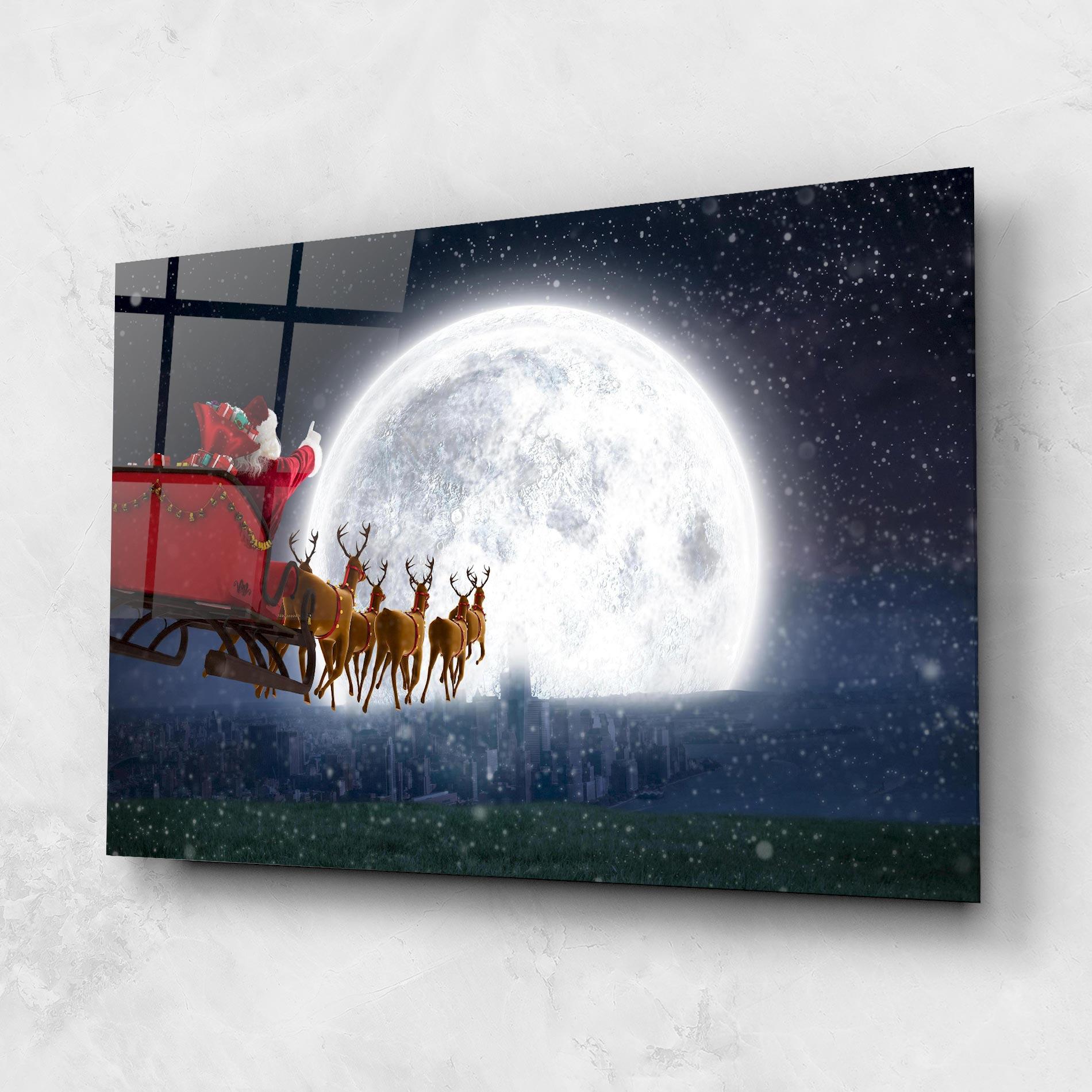 Glasbild Santa Riding Sleigh mockup 1