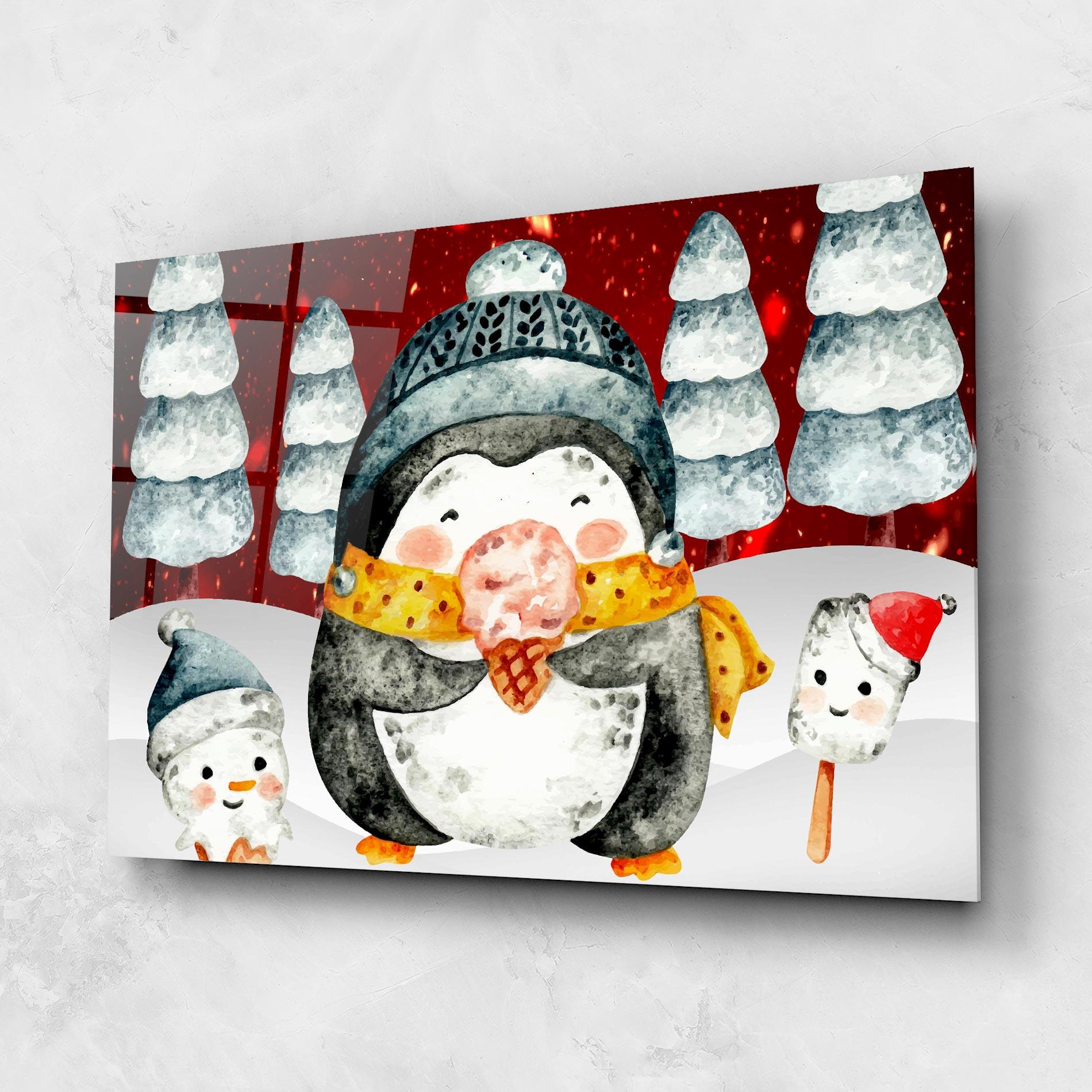 Glasbild Yellow Pinguin mockup 1