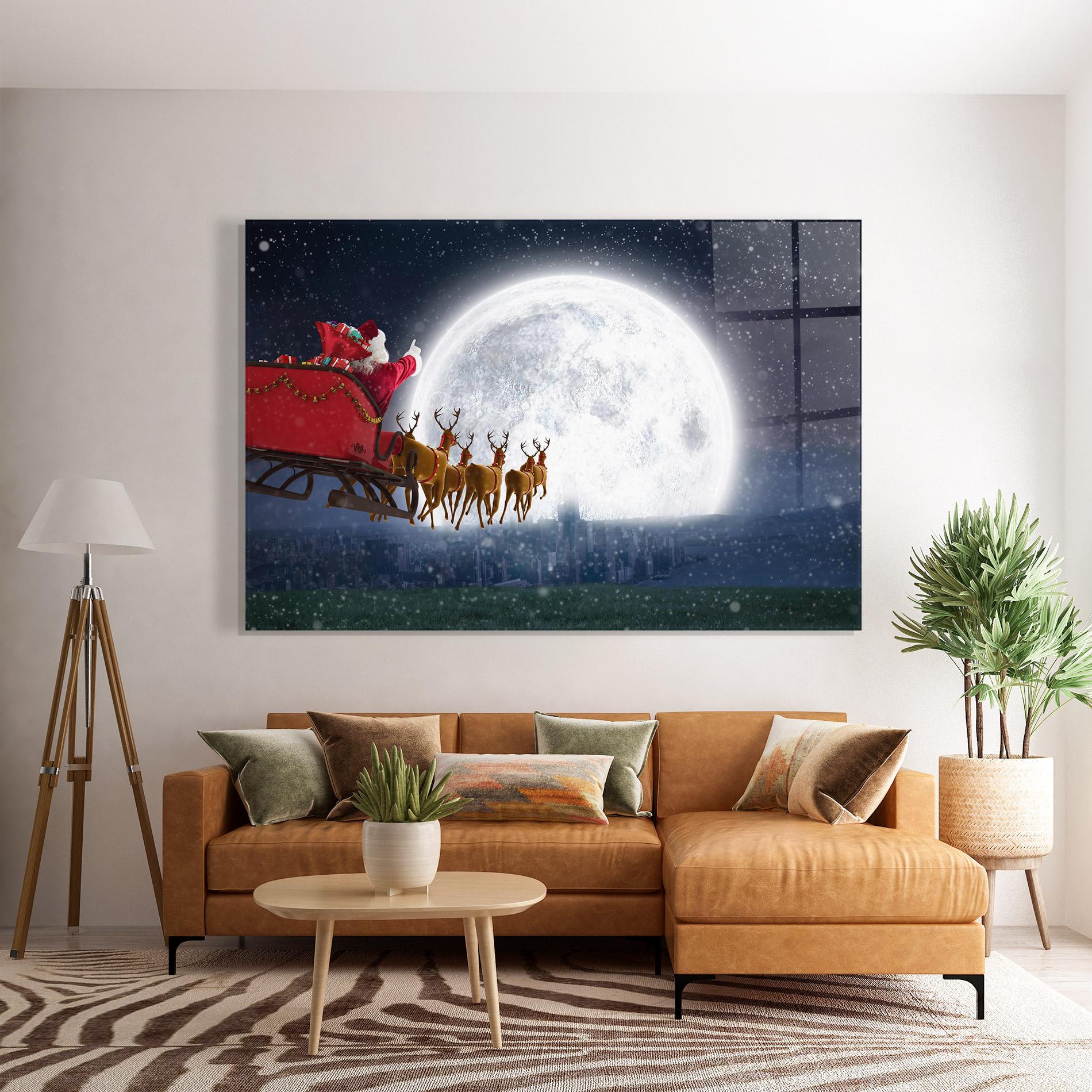 Glasbild Santa Riding Sleigh mockup 7