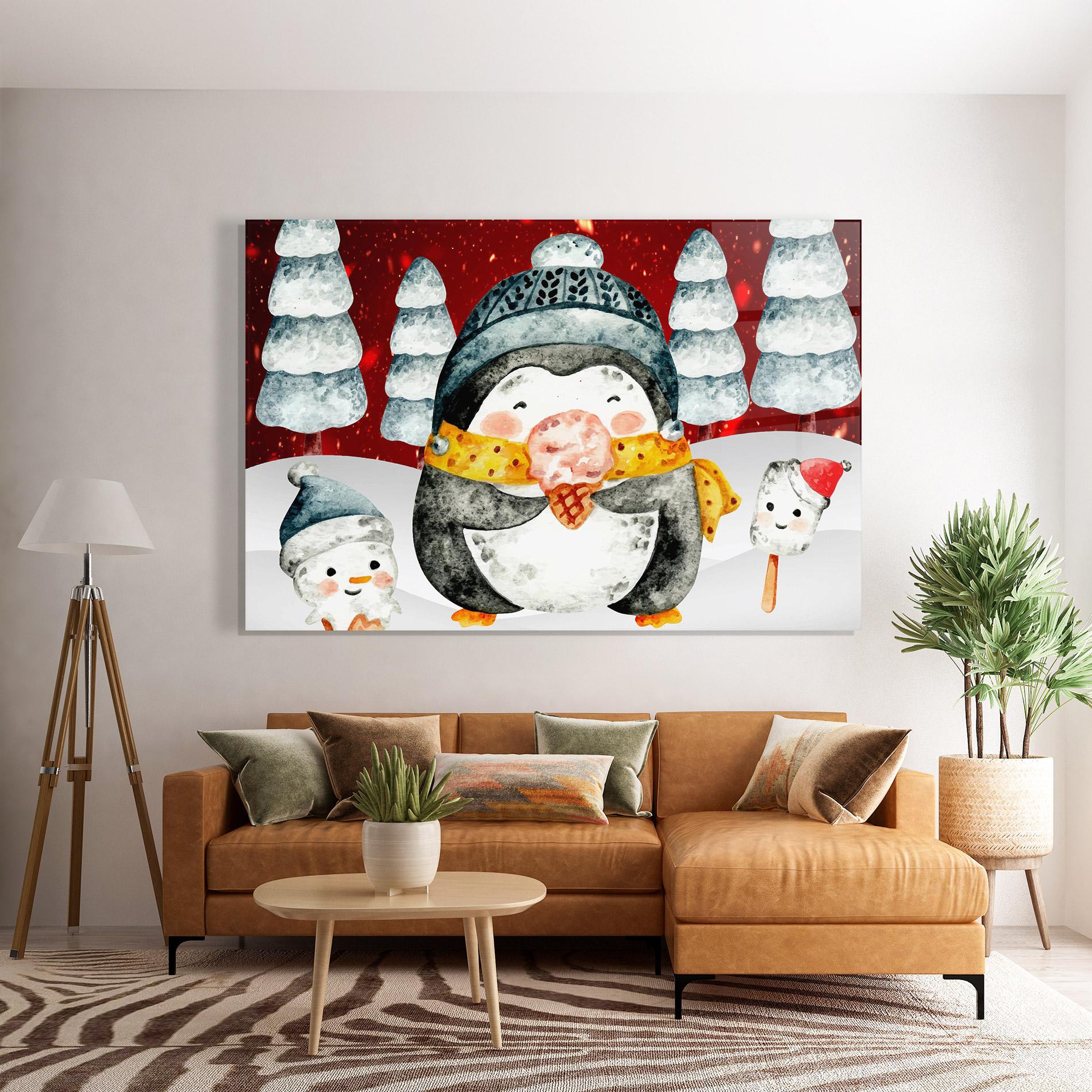 Glasbild Yellow Pinguin mockup 7