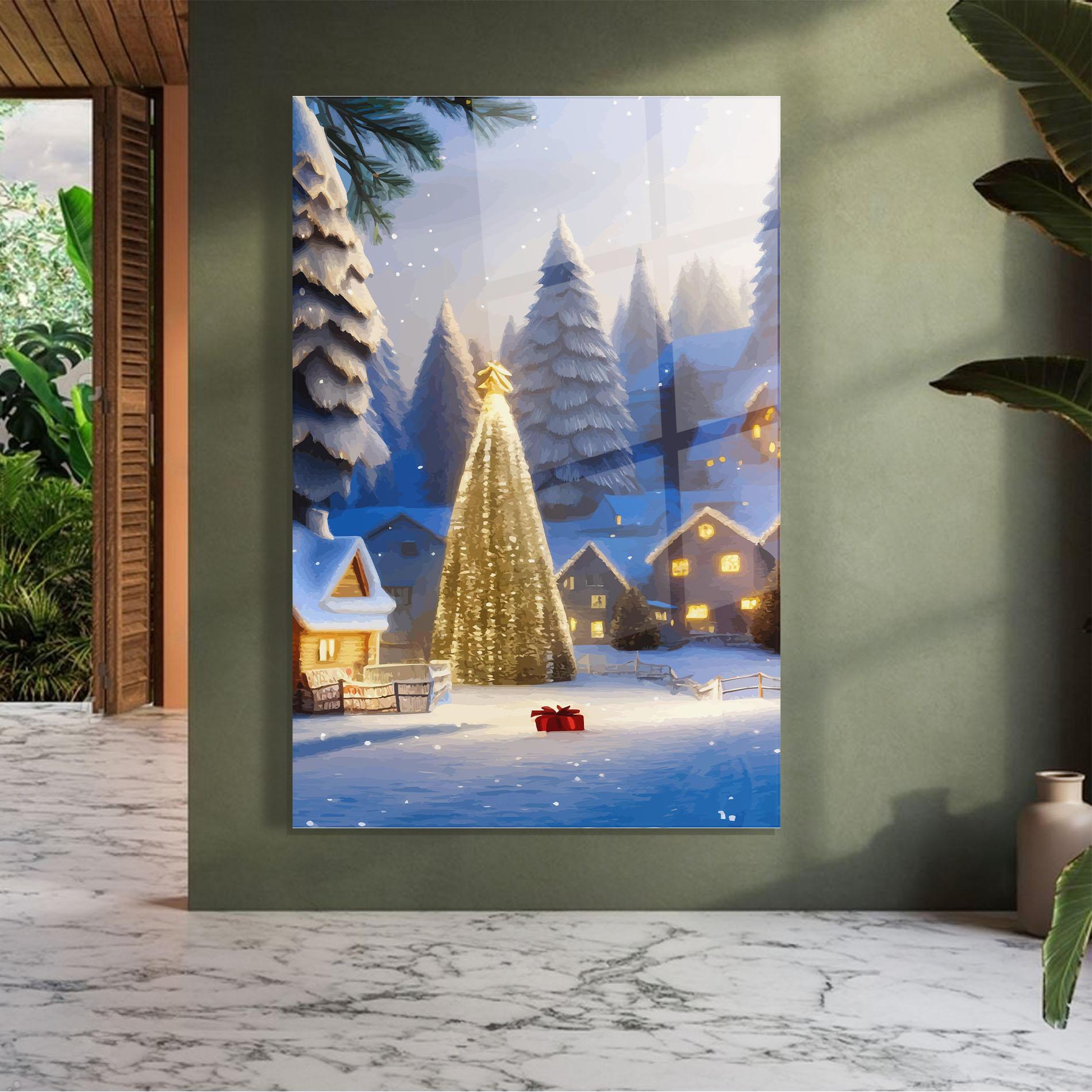 Glasbild Fairy Tale Christmas House mockup 7