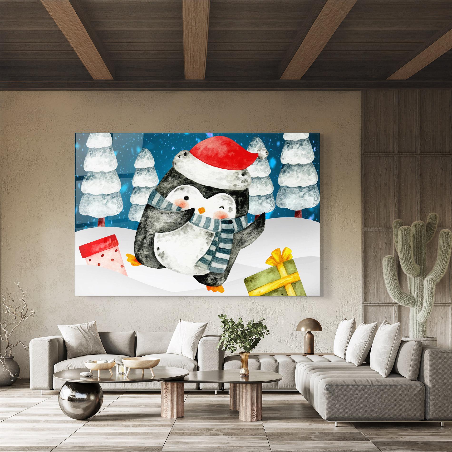 Glasbild Blue Pinguin mockup 8