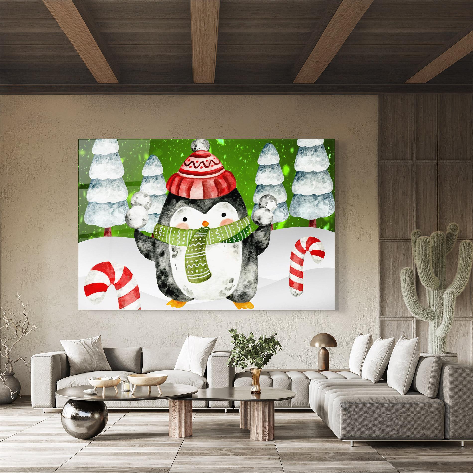 Glasbild Green Pinguin mockup 8