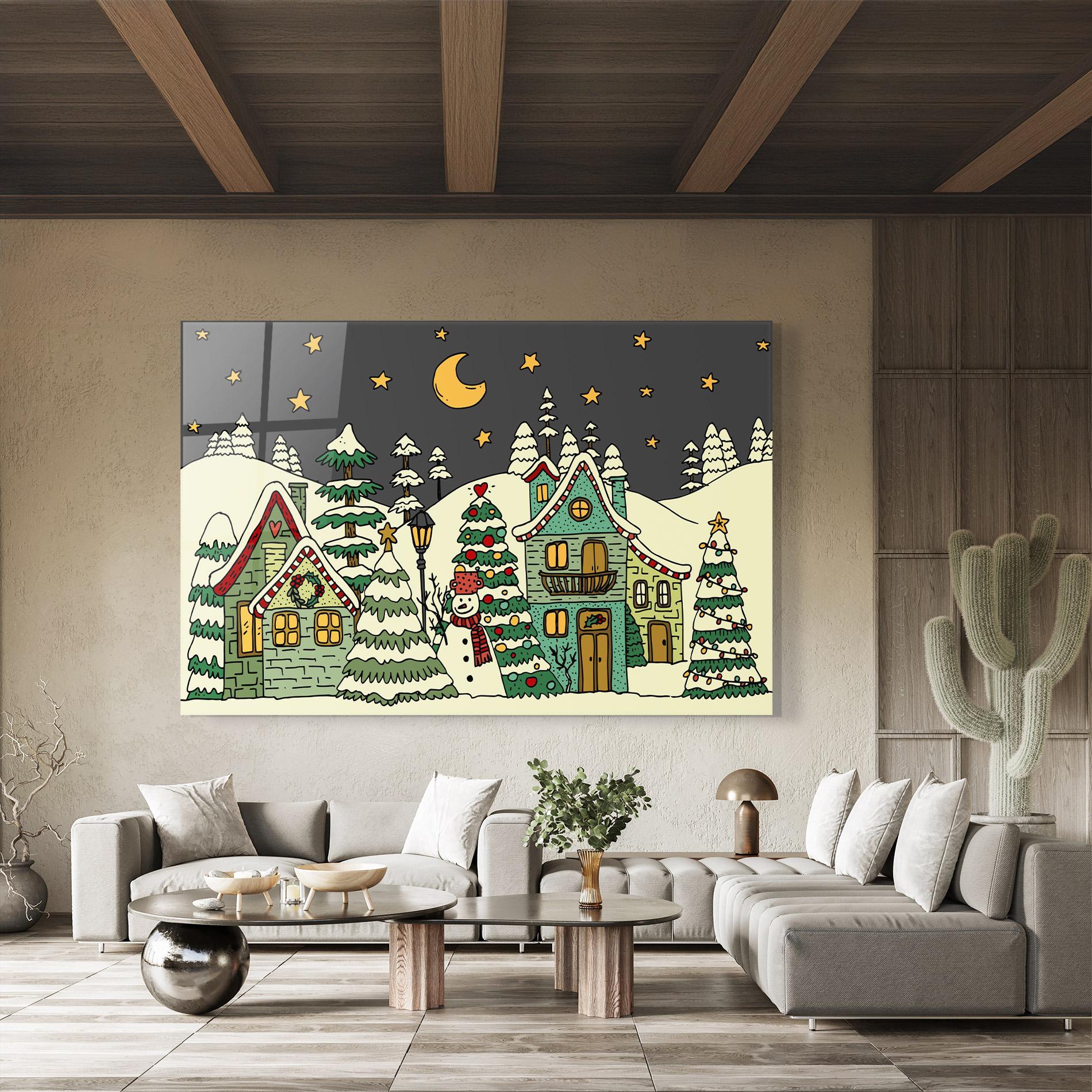 Glasbild House With Snow mockup 8