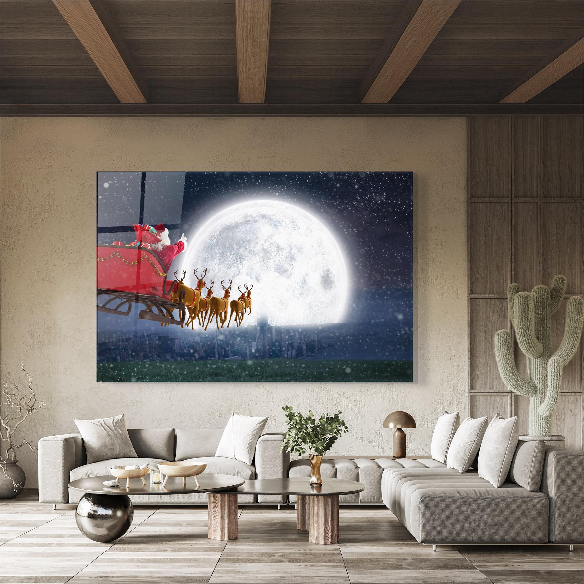 Glasbild Santa Riding Sleigh mockup 8