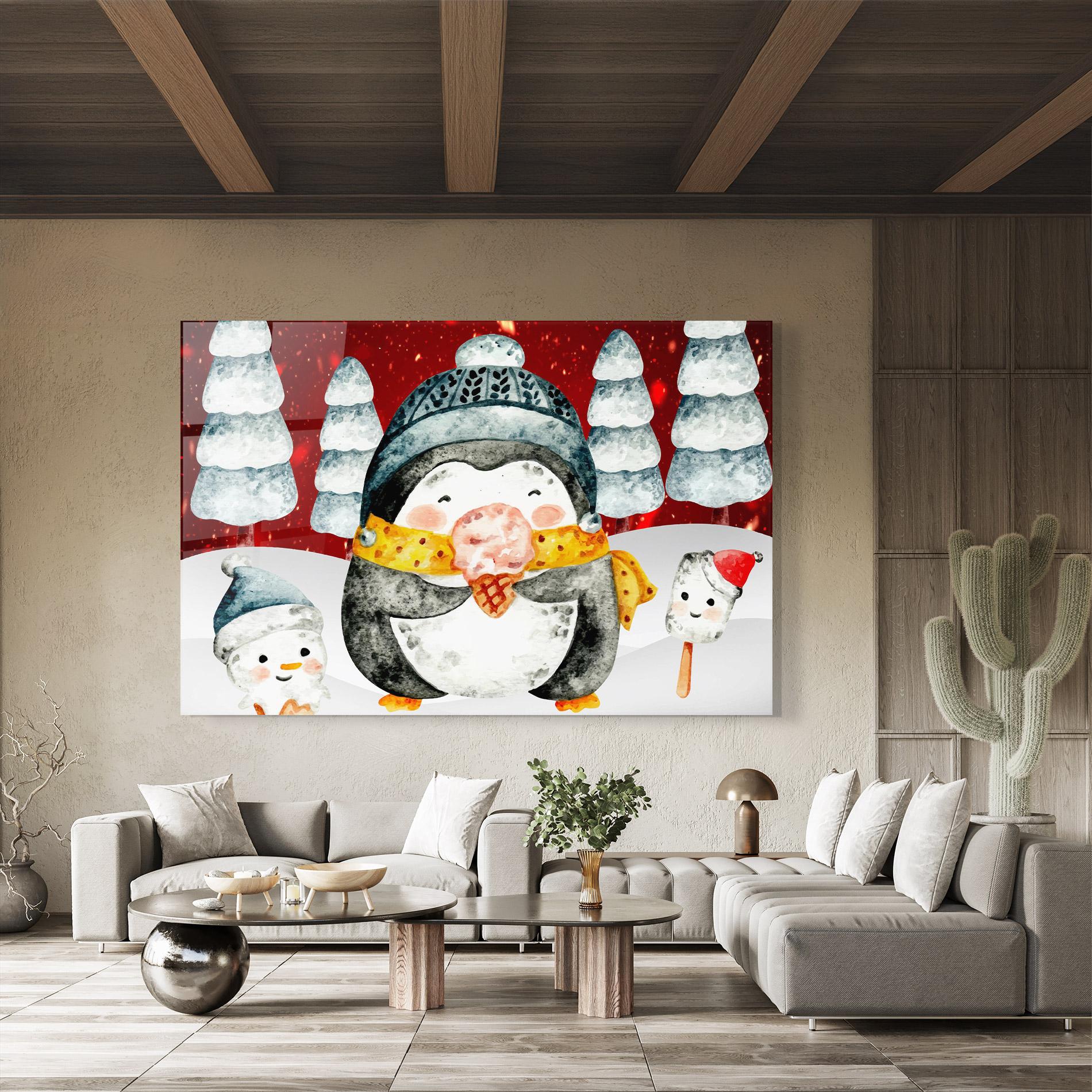 Glasbild Yellow Pinguin mockup 8